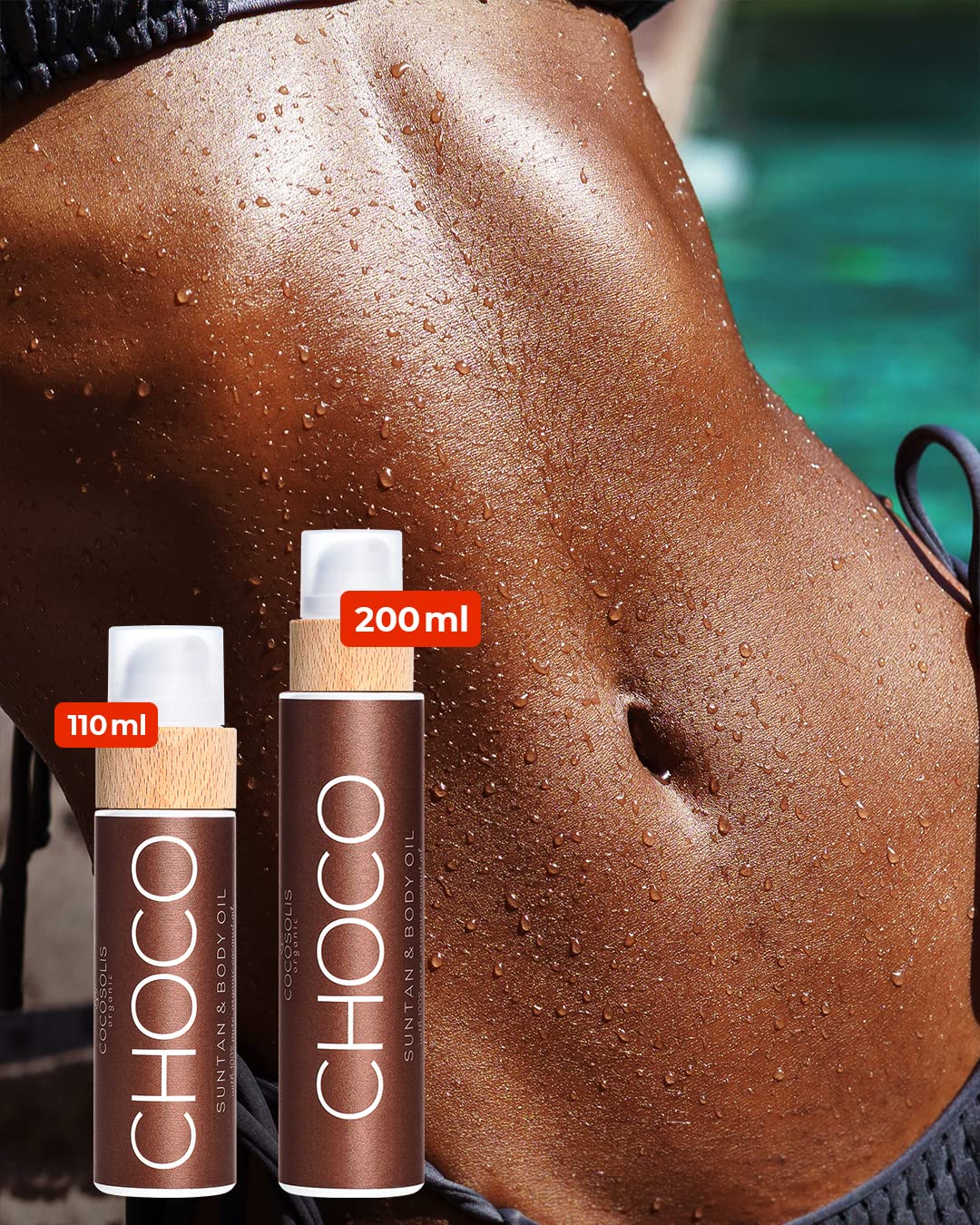CHOCO Sun Tan & Body Oil Organic Tanning Oil Get Healthy Deep Chocolate Tan with the Help of Only Natural Cold-pressed Oils 6 Precious Oils to Make Your Skin Glowing & Revitalised