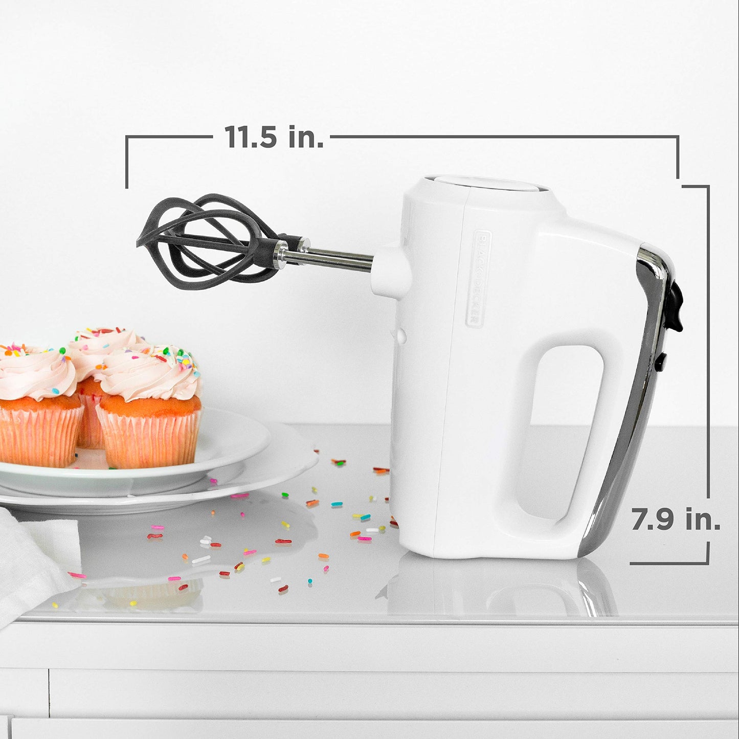 Black+Decker MX600W Helix Performance Premium Hand, mezclador de 5 velocidades, blanco, 5 accesorios + estuche