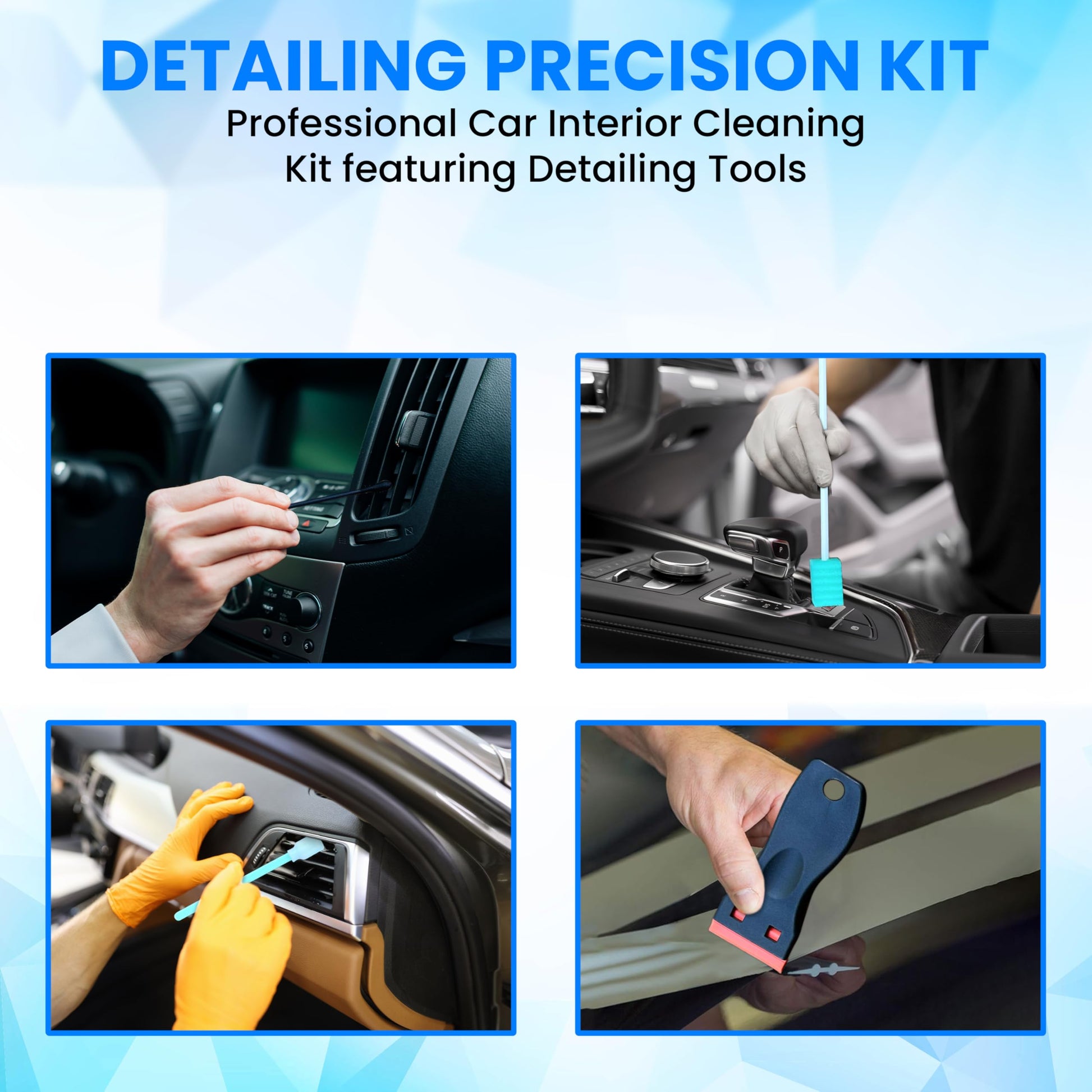 Fine My Auto - Kit de limpieza de coche - Kit de detalles de coche de primera calidad para limpieza profunda, juego de herramientas de limpieza de interiores de coche para cuidado de precisión, kit de