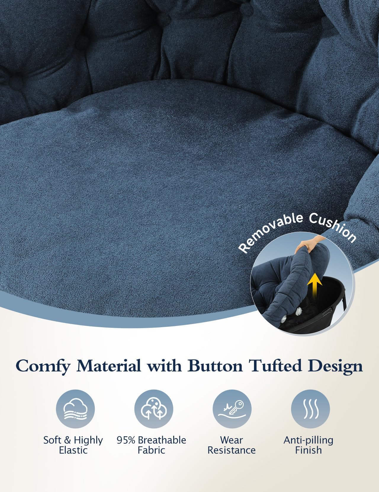 Mecedora Kidirect Azul Moderna con Cojín Acogedor para Guardería y Sala de Estar para Bebé