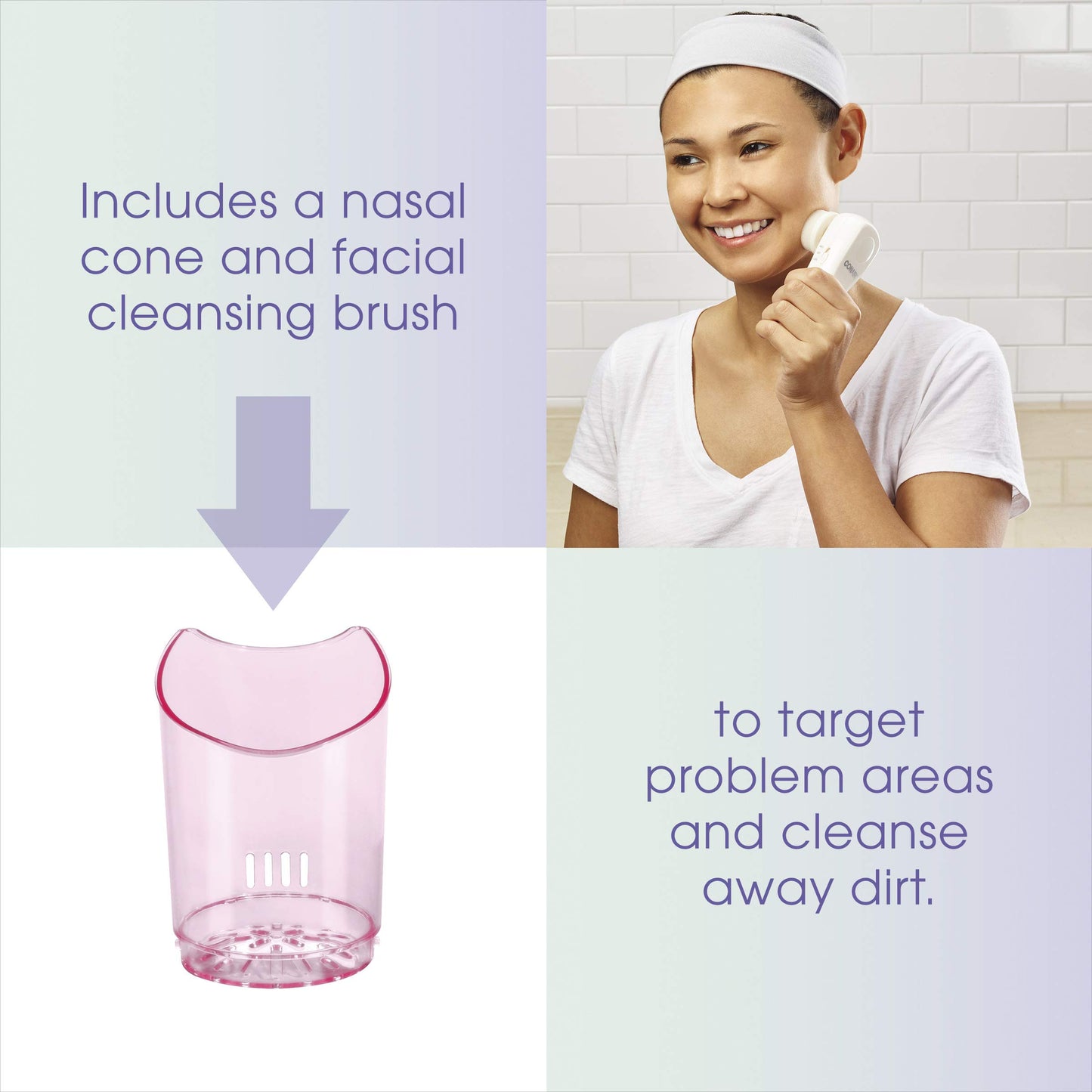 Conair True Glow by Gentle Mist Sistema de sauna facial hidratante con cepillo de limpieza facial
