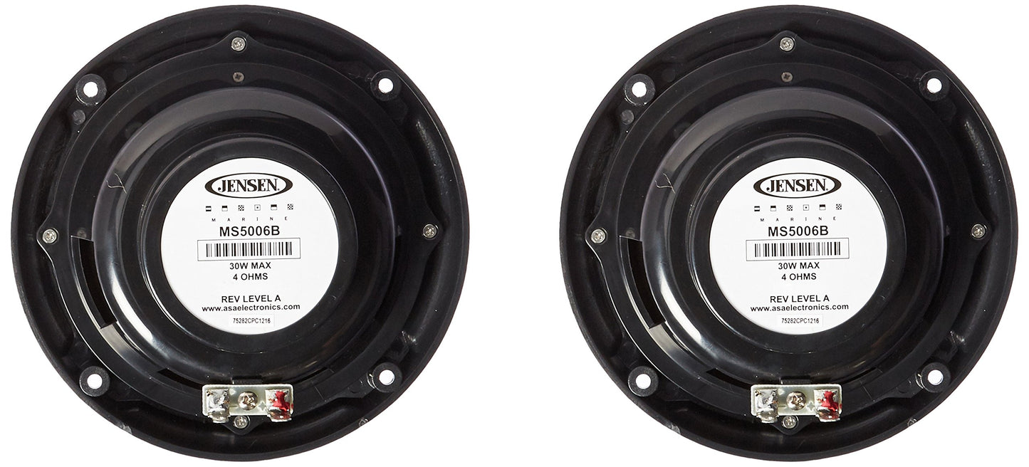 ASA Electronics Jensen MS5006B - Altavoz de Doble Cono (Impermeable), Color Negro