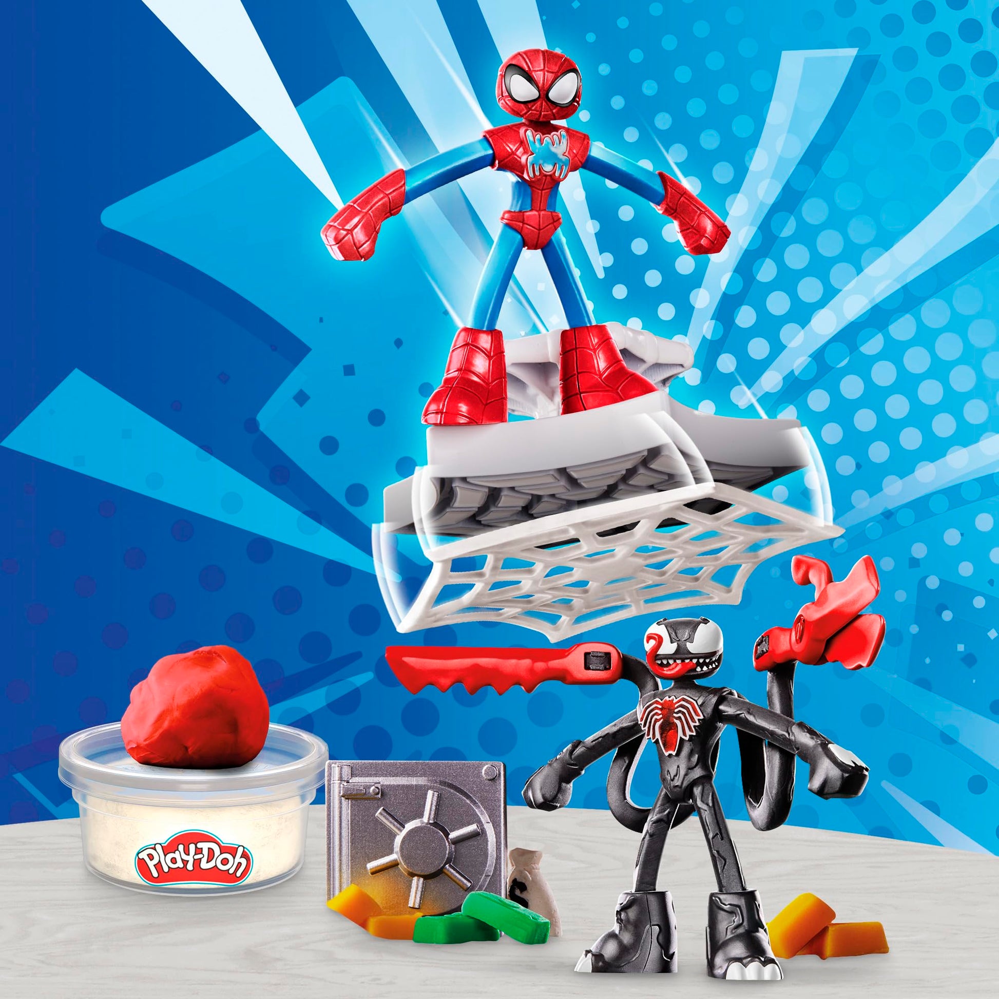 Set de Juego Play Doh Marvel Spider-Man Lanza y Atrapa con Figuras Flexibles y Accesorios para Niños y Niñas