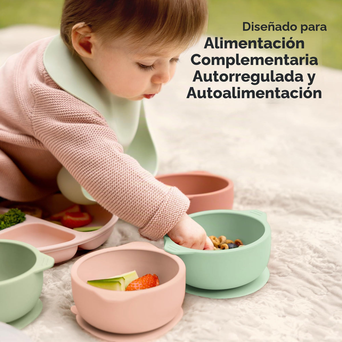 KeaBabies Juego de 2 Cuencos para Bebés con Succión, Tapas - Cuencos de Succión para Niños Pequeños de Silicona de Grado Alimenticio, Sin BPA, Apto para Lavavajillas, Esenciales para Comer para Niños
