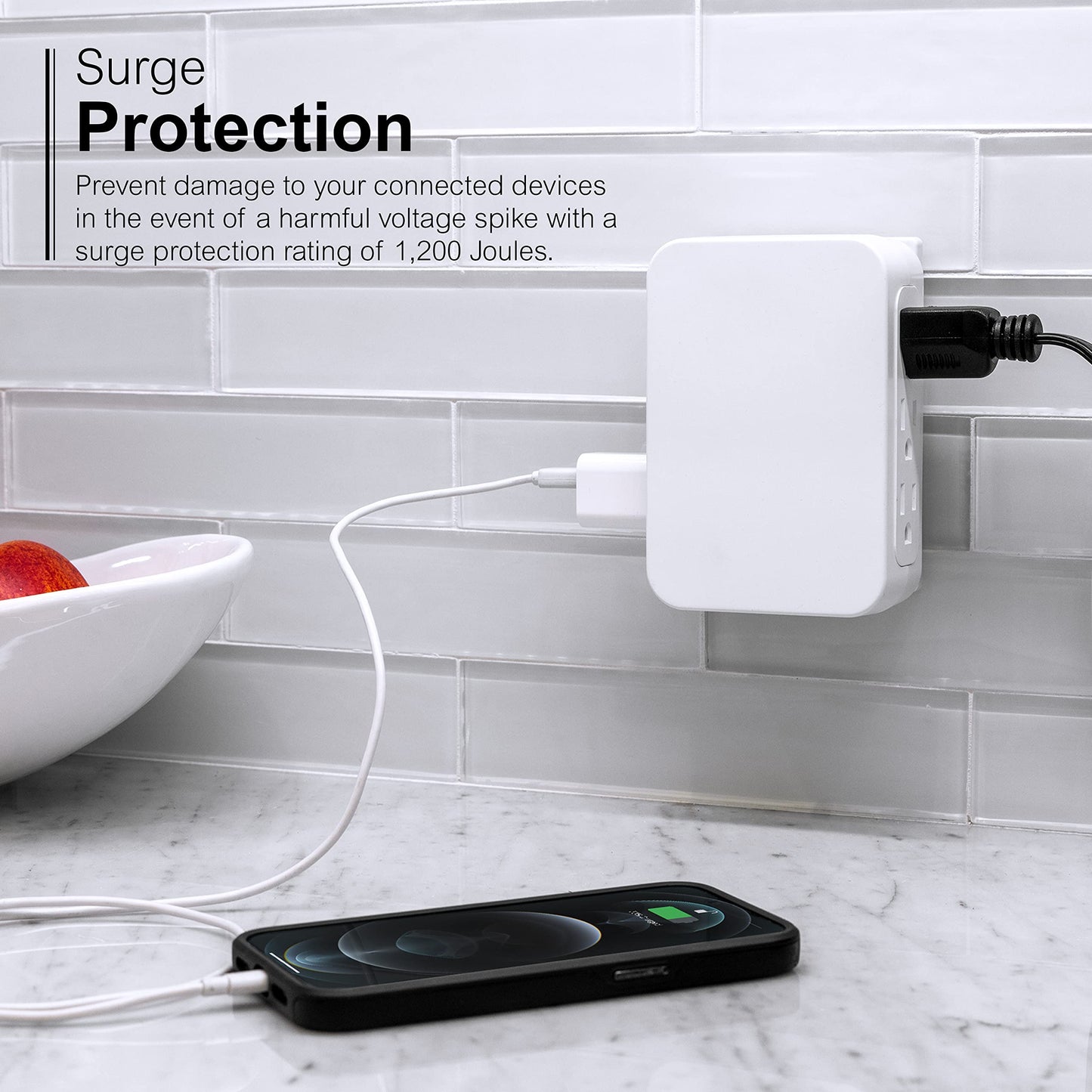 Protector Contra Sobretensiones Stanley 1500J Acceso Lateral de 6 Tomas