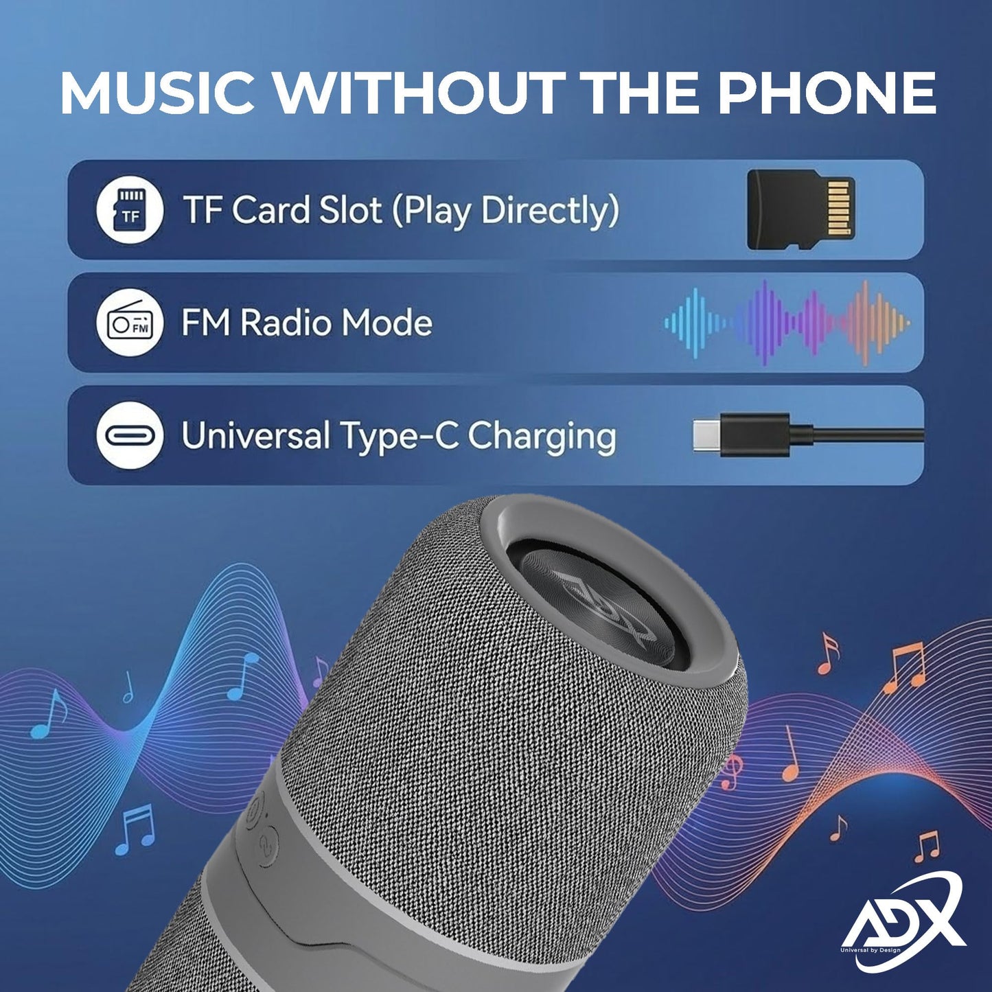 ADX Altavoces estéreo inalámbricos desmontables, controladores duales de 52 mm (gris)