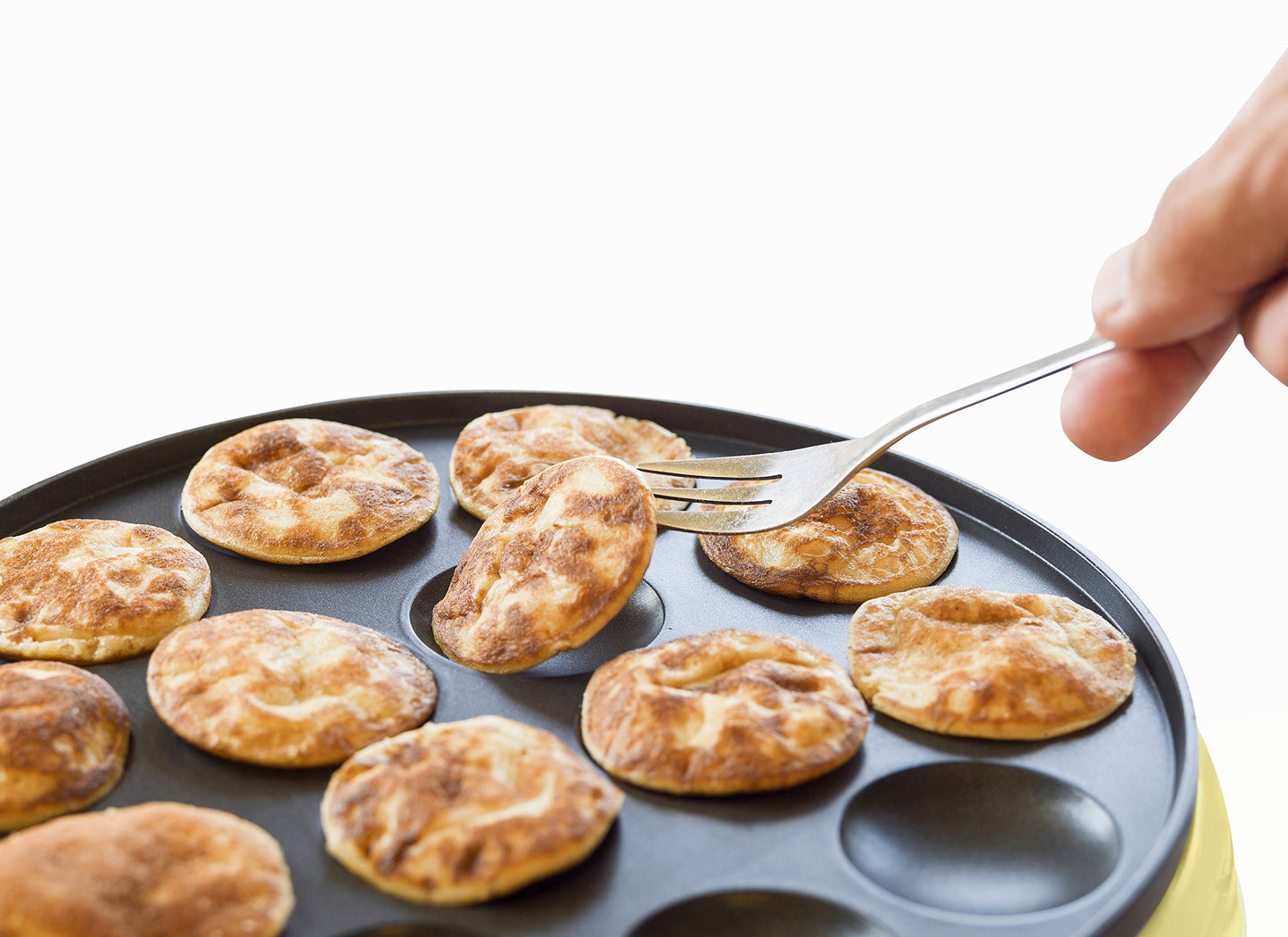 Bestron Poffertjes - Mini tortitas con revestimiento antiadherente Sweet Dreams, 800 W, color amarillo