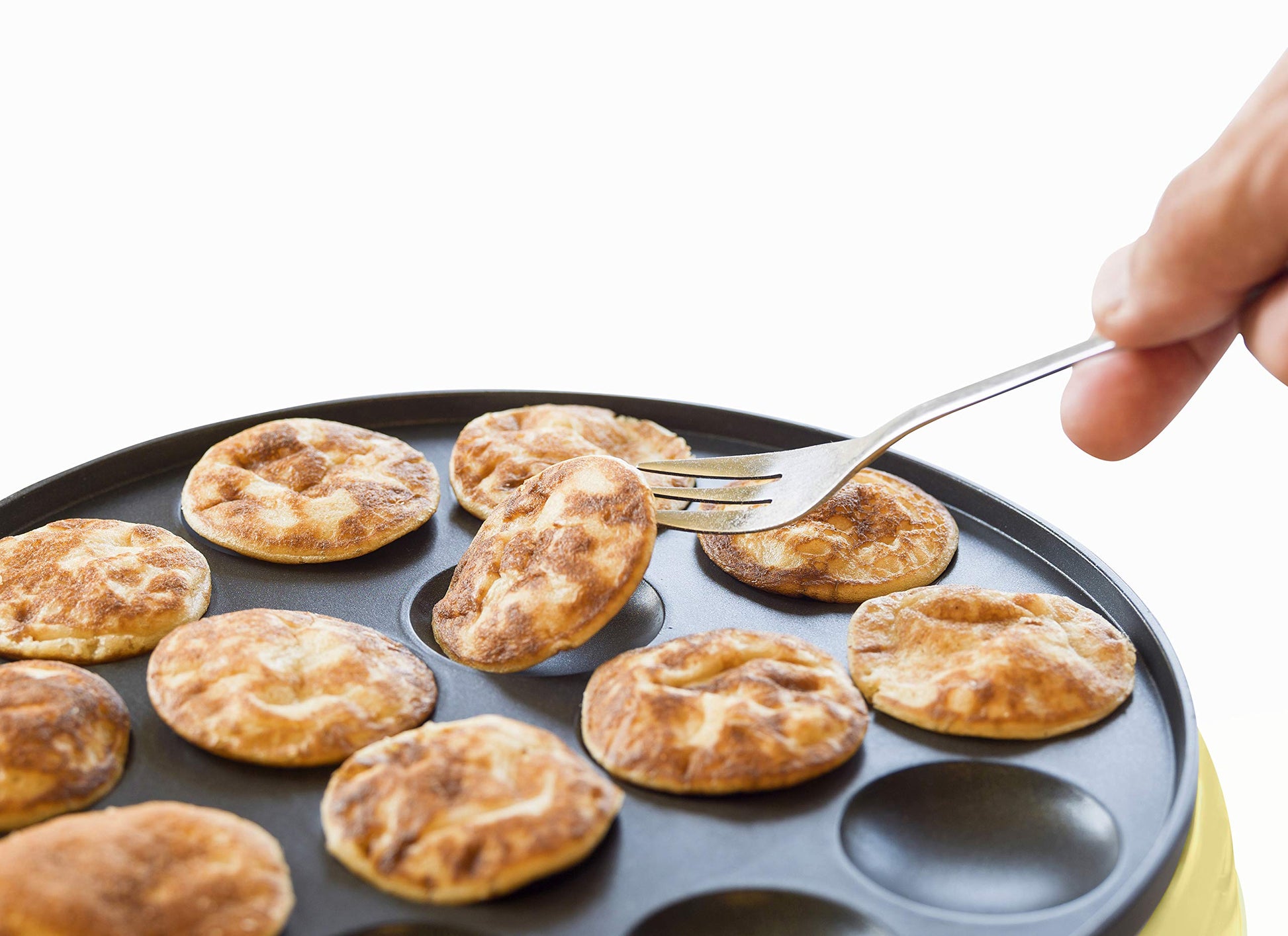Bestron Poffertjes - Mini tortitas con revestimiento antiadherente Sweet Dreams, 800 W, color amarillo