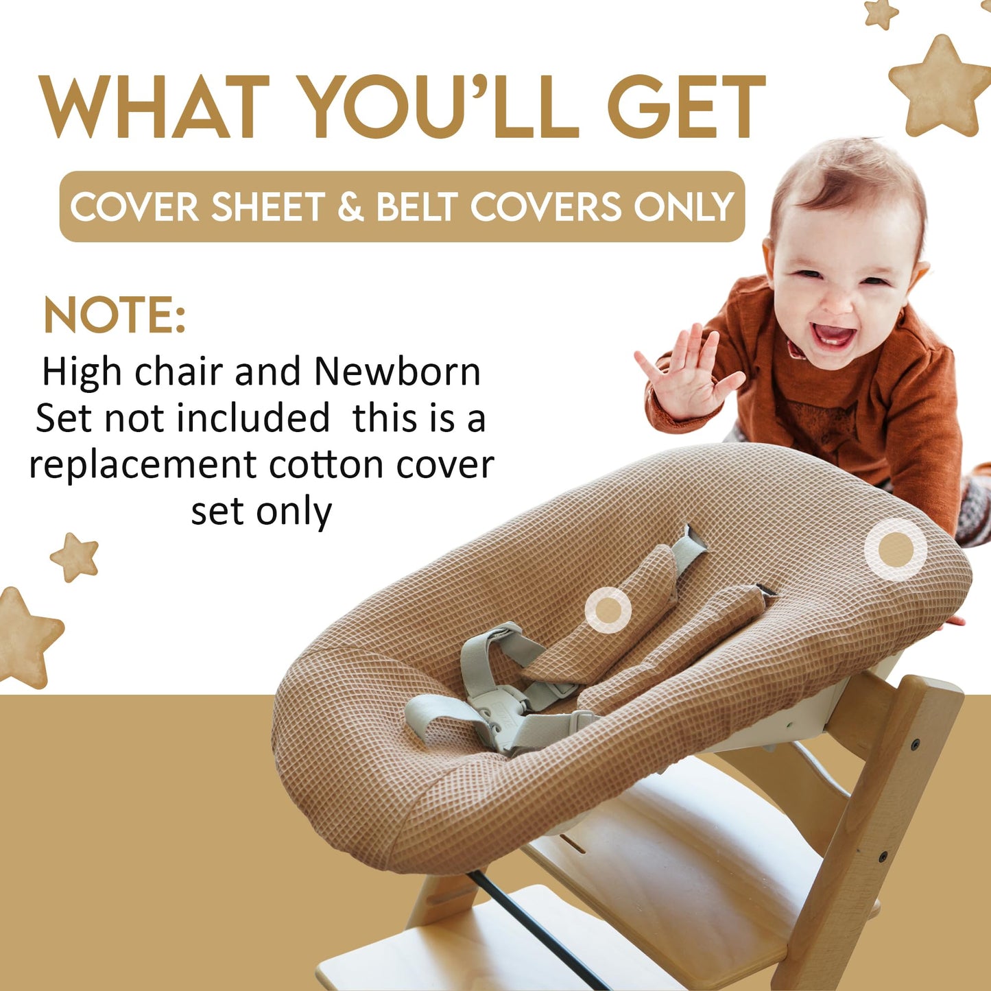 Gembebe - Juego de sábanas de algodón compatible con Stokke Tripp Trapp para recién nacido (rosa bebé)