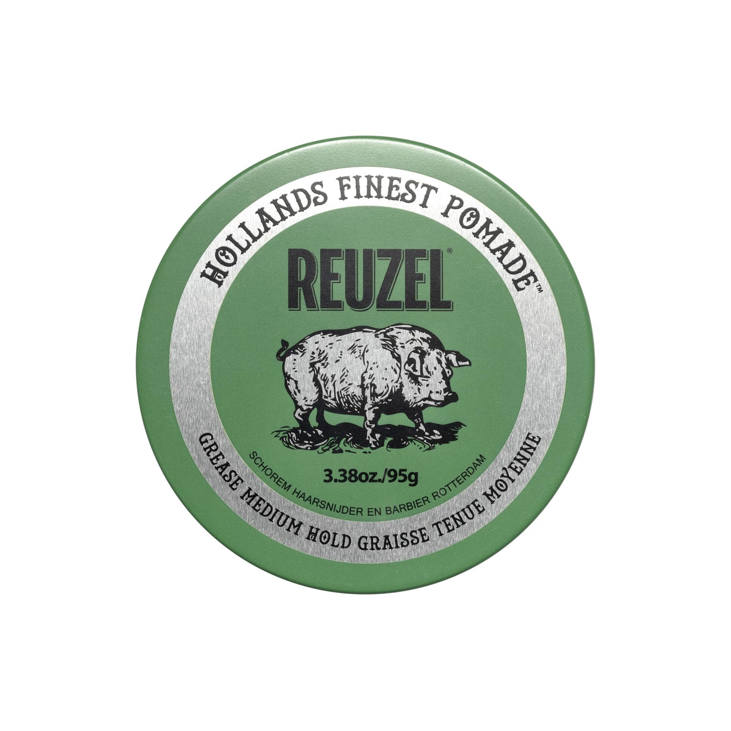 Reuzel Green Pomade Grease 95g Pomada para Cabello de Fijación Media, Brillo Natural, Base Aceite, Aroma Manzana y Menta