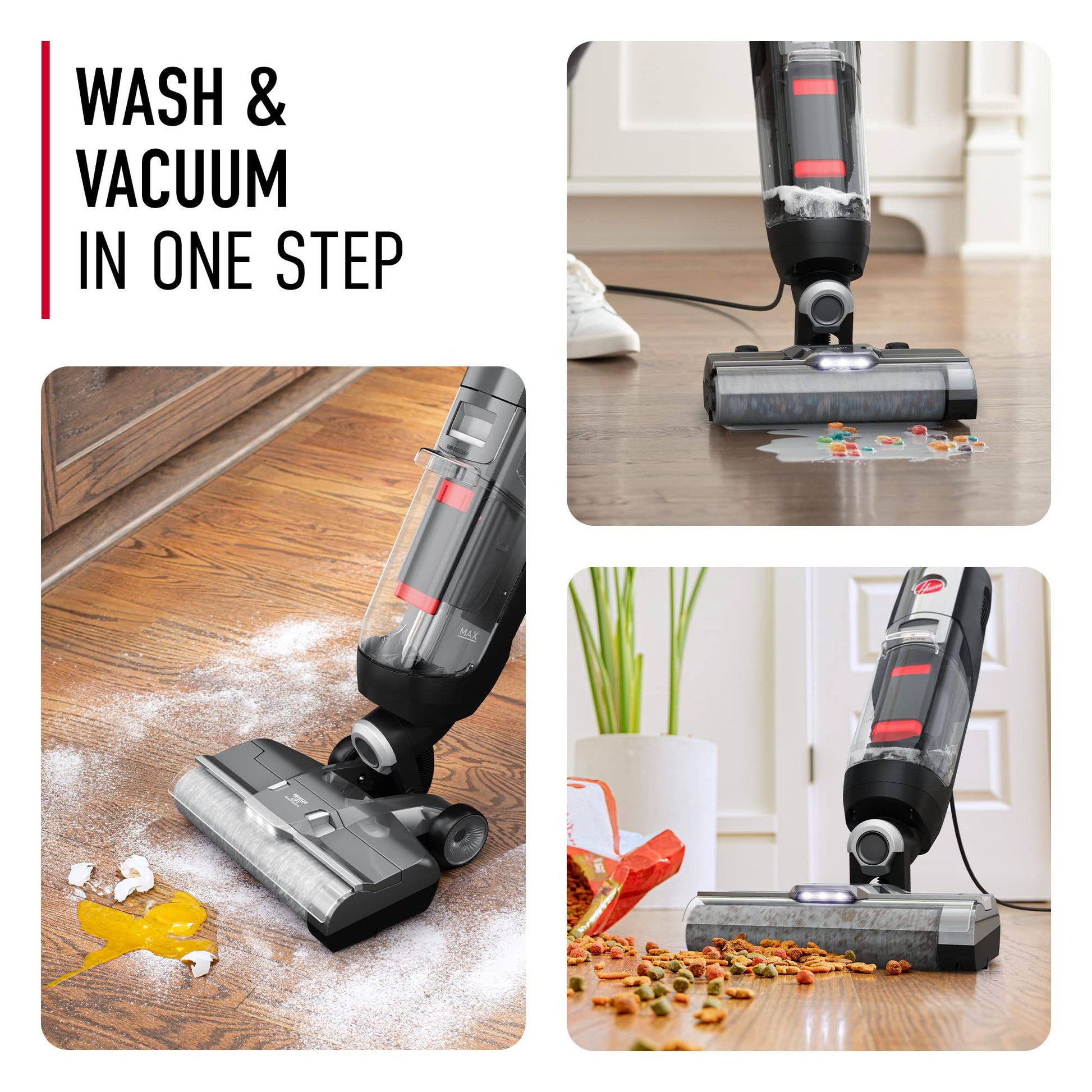 Hoover Streamline - Máquina limpiadora de Suelos Duros con Cable, máquina de Limpieza de Suelos en seco y húmedo, Sistema de autolimpieza, Ideal para Madera Dura, Vinilo de Lujo, Azulejos y más