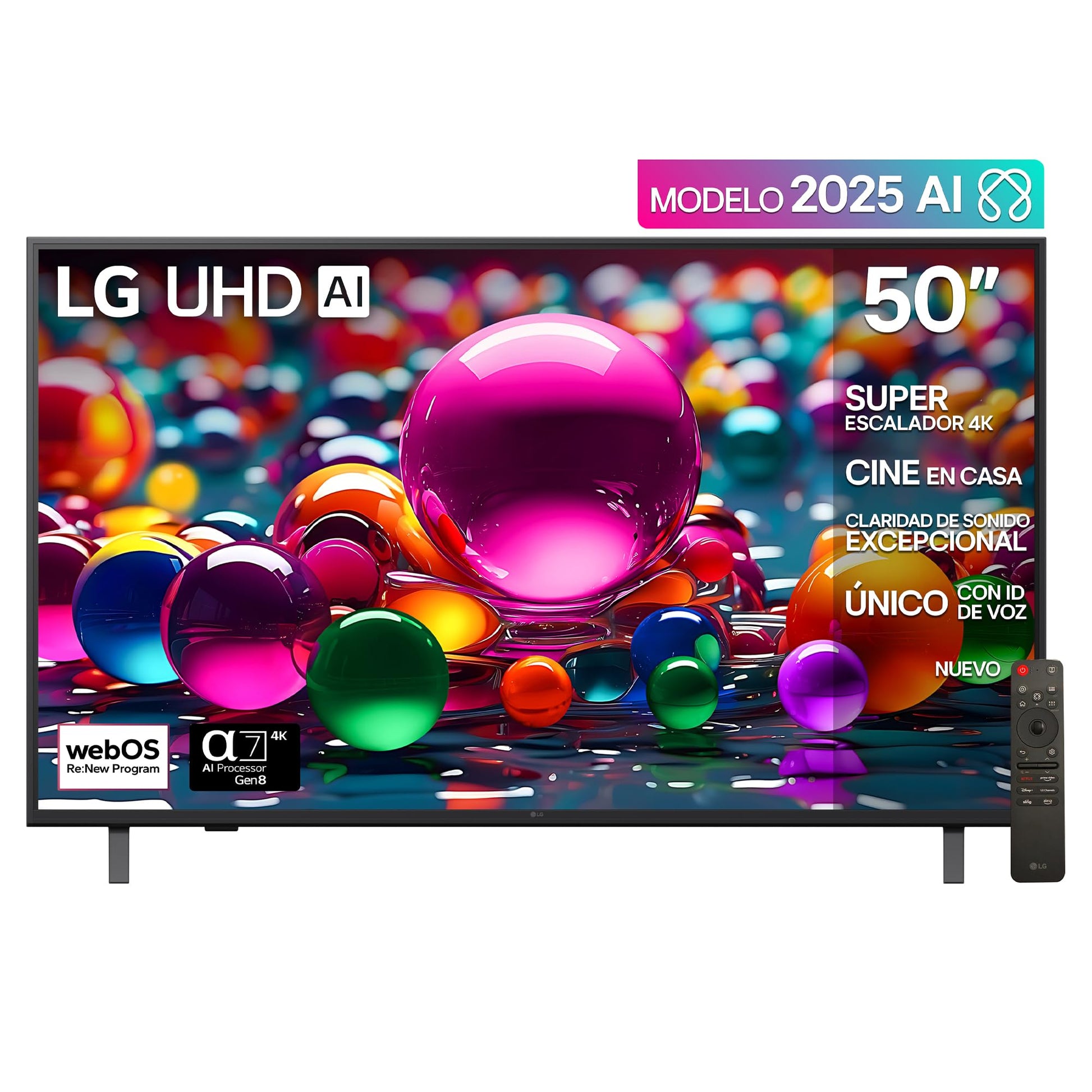 LG Pantalla 50 Pulgadas UHD AI UA8050 4K Smart TV 2025