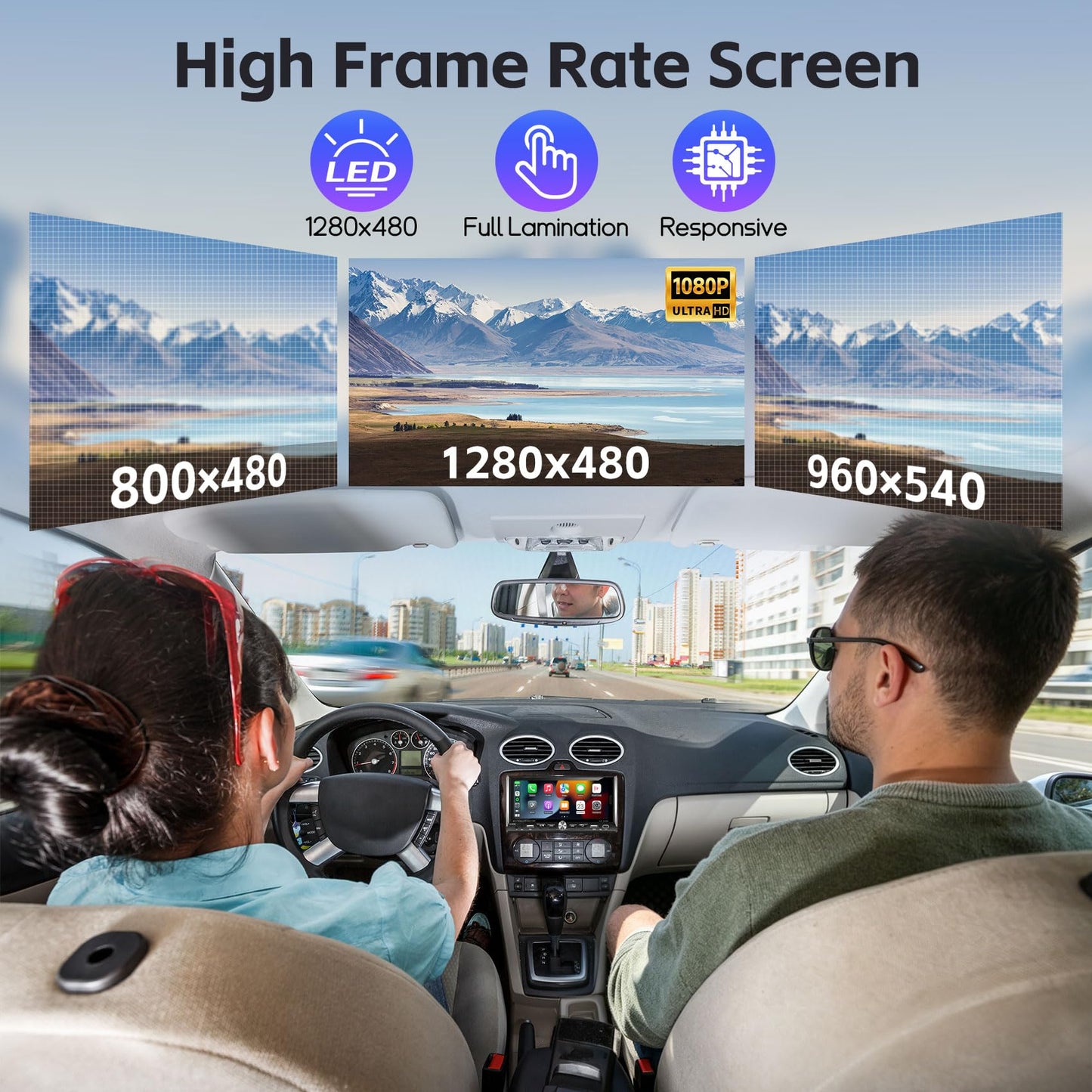 Sobalai Estéreo de Coche de un Solo DIN con Carplay & Android Auto