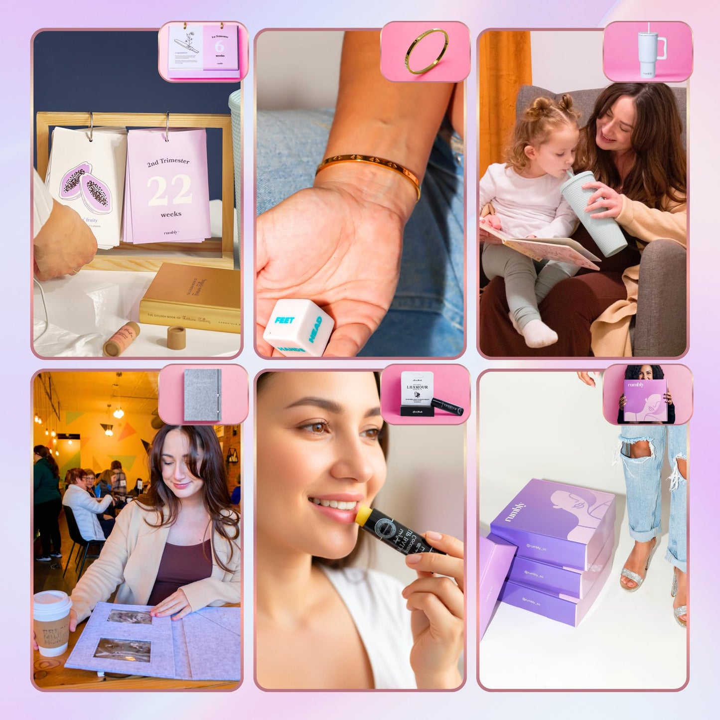 Rumbly 1. Trimestre Essentials Box para mujeres embarazadas – Regalo para mujeres embarazadas – Paquete de cuidado con artículos esenciales para nuevas madres y imprescindibles para el embarazo