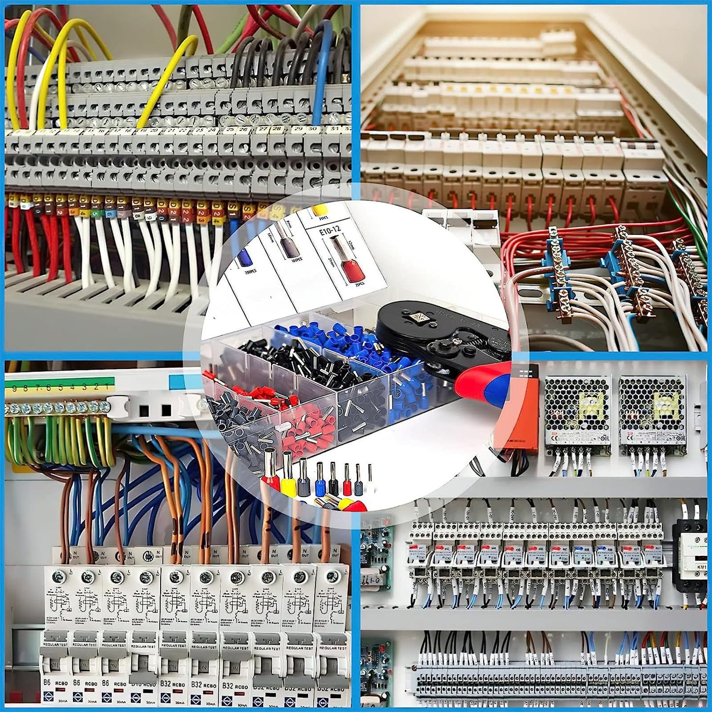 Kit de Terminales y Alicates HCS8 6-4A Negro para Cables Eléctricos