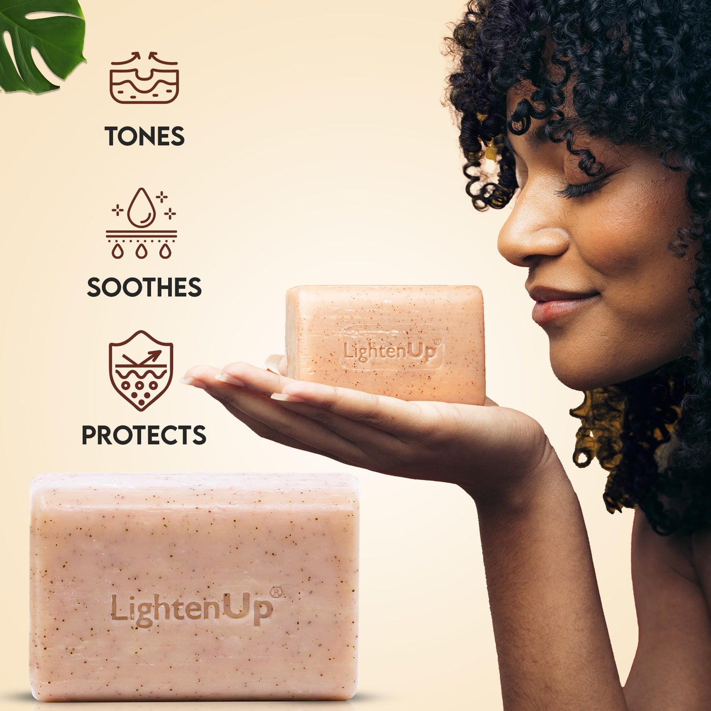 LIGHTEN UP| Jabón Exfoliante | Limpiador facial aclarante blanqueador | Con Albaricoque Glicerina y Aceite de Coco | para el Cuidado de la Piel con Ingredientes Naturales | 7oz 200gr