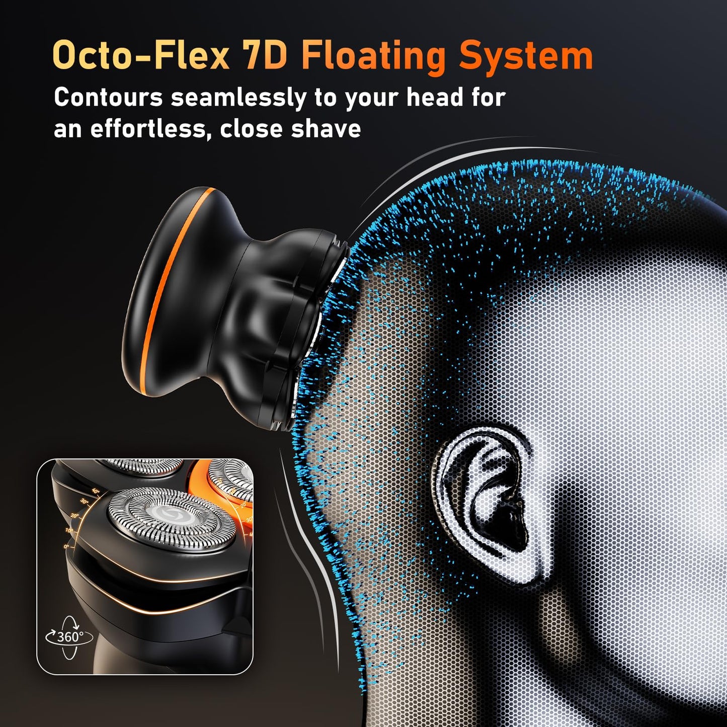 Afeitadora Eléctrica MAXGROOM JK-1688 Negro con Cuchillas Flexibles Mejoradas e IPX6 Impermeable para Hombre