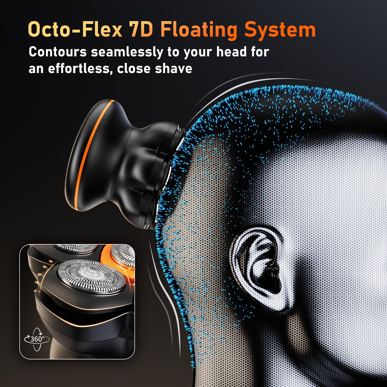 Afeitadora Eléctrica MAXGROOM JK-1688 Negro con Cuchillas Flexibles Mejoradas e IPX6 Impermeable para Hombre