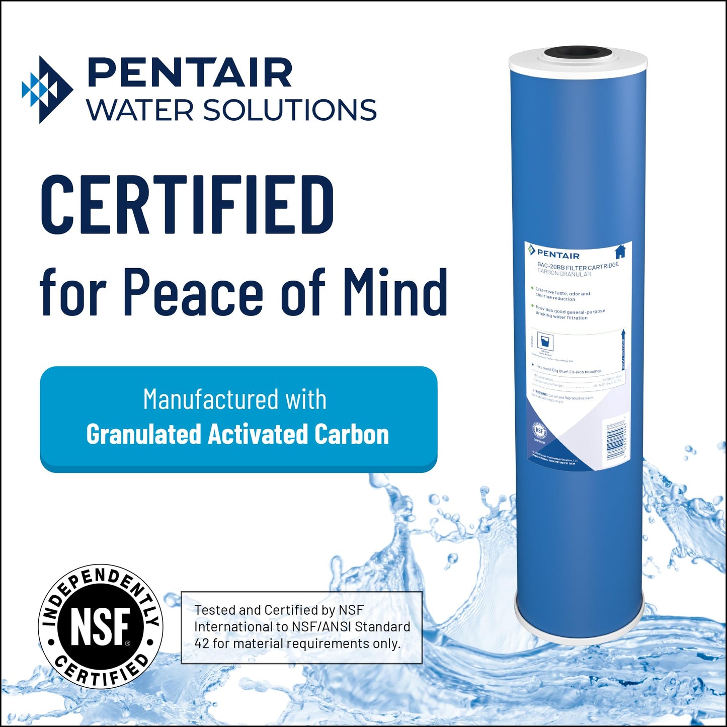 Filtro de Agua Pentek Pentair Azul de Carbono Activado Granular 10 Pulgadas