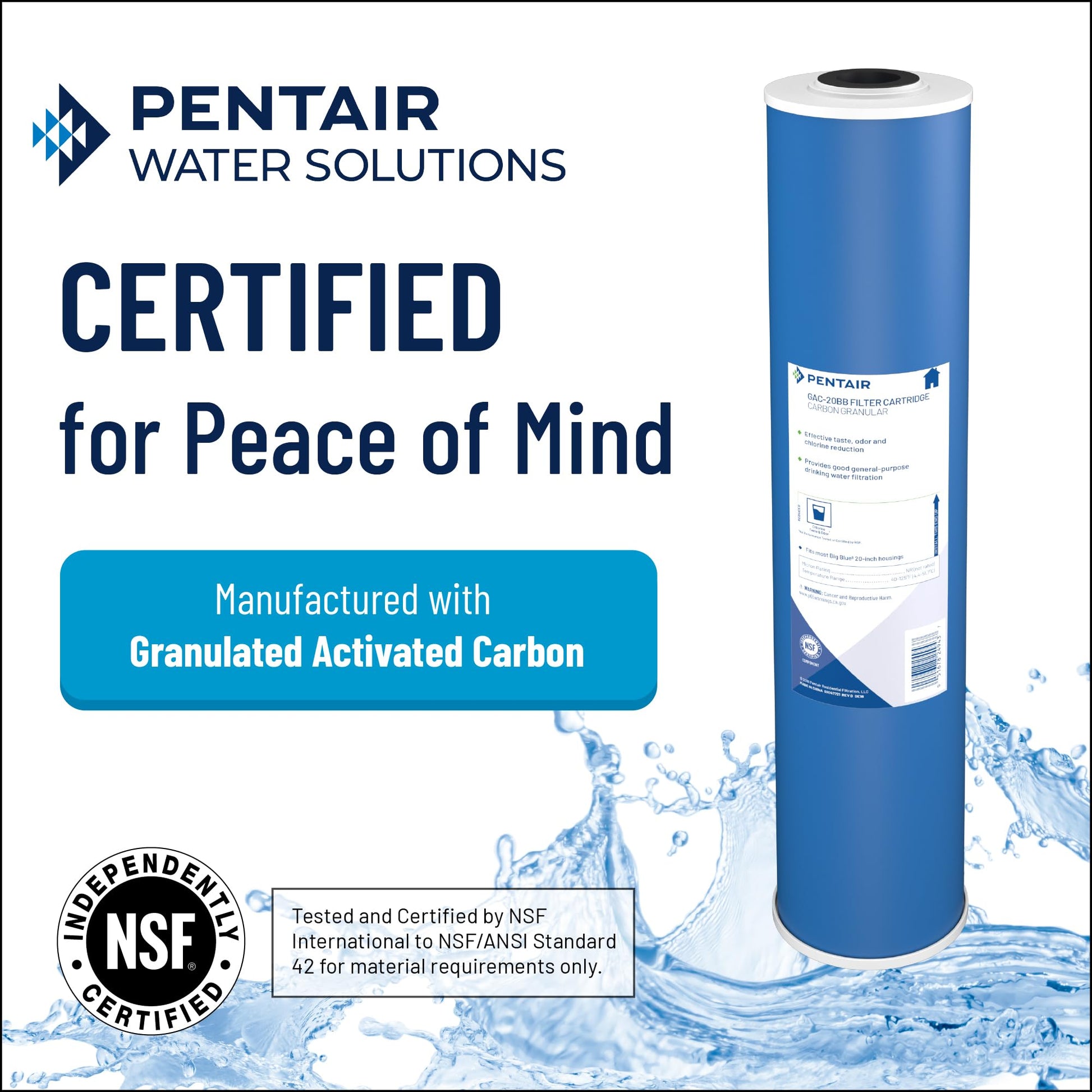 Filtro de Agua Pentek Pentair Azul de Carbono Activado Granular 10 Pulgadas