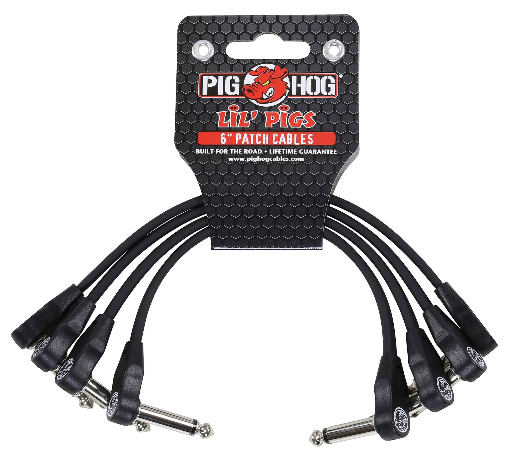 Cable de Instrumento Pig Hog Negro Ángulo Recto 10 Pies 4-Pack