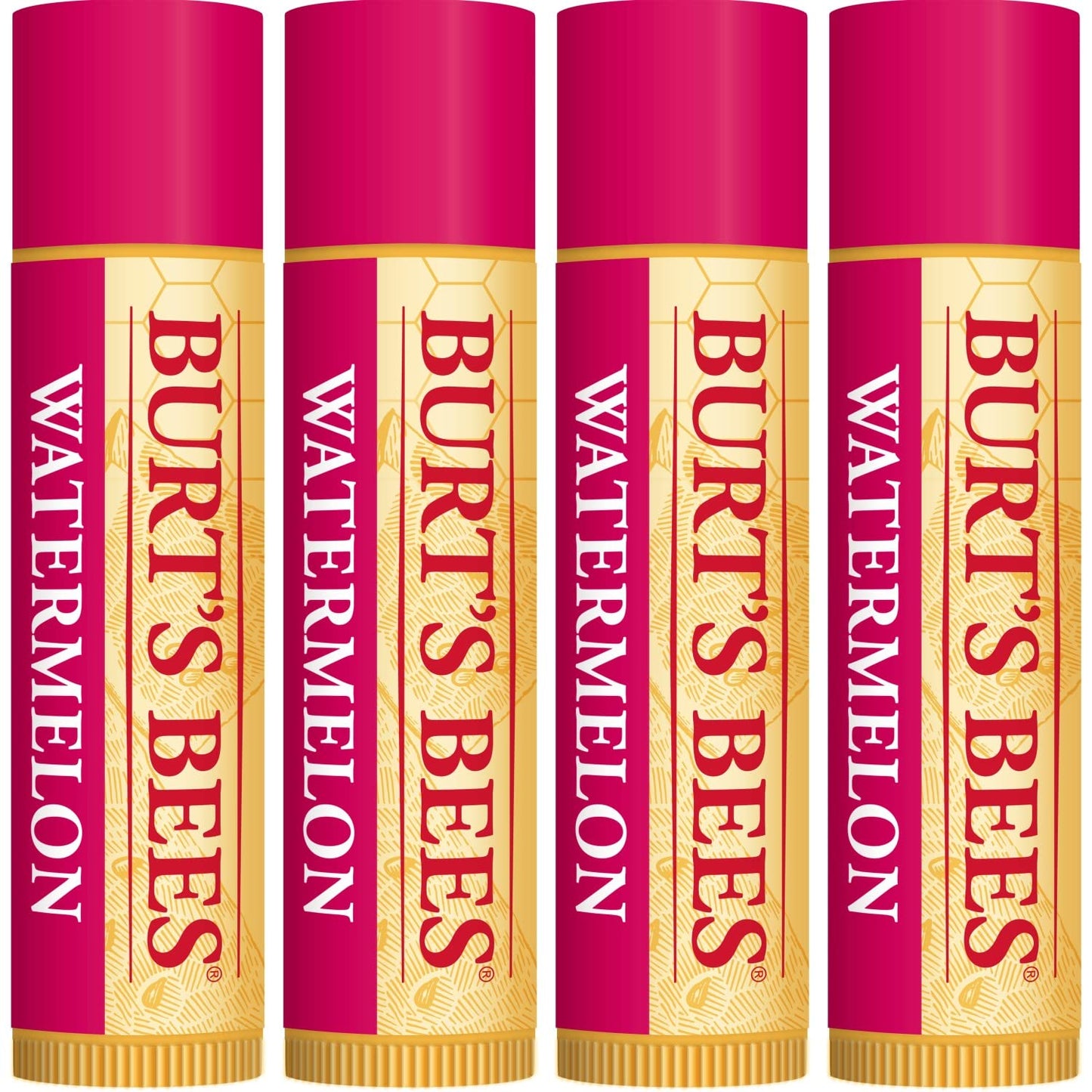 Burt's Bees Bálsamo labial hidratante de origen 100% natural, sandía, 4 tubos