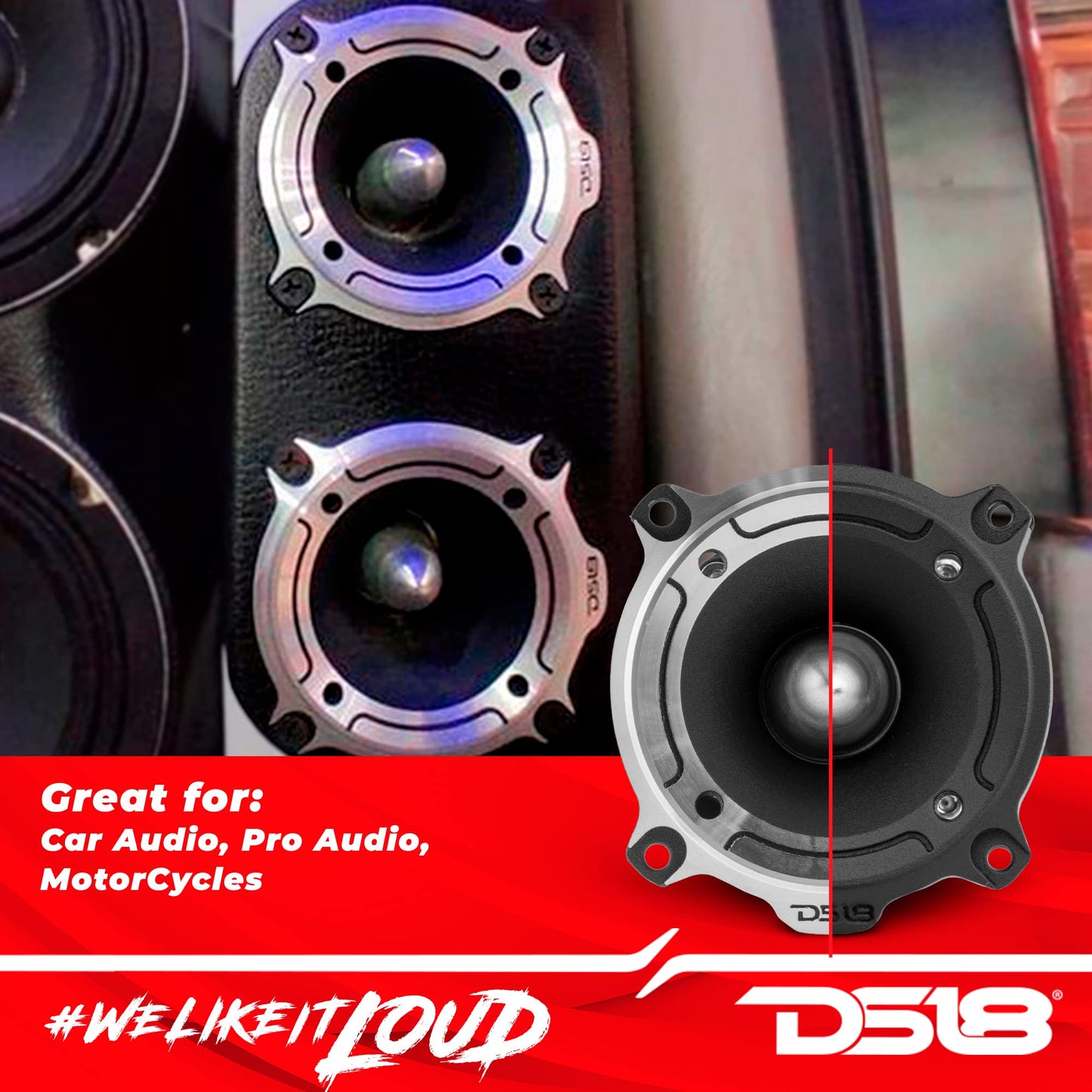 DS18 PRO-TW220 - Tweeter de aluminio superbala de 1" 350W máx. 225W RMS con crossover incorporado (2 altavoces incluidos) (renovado)