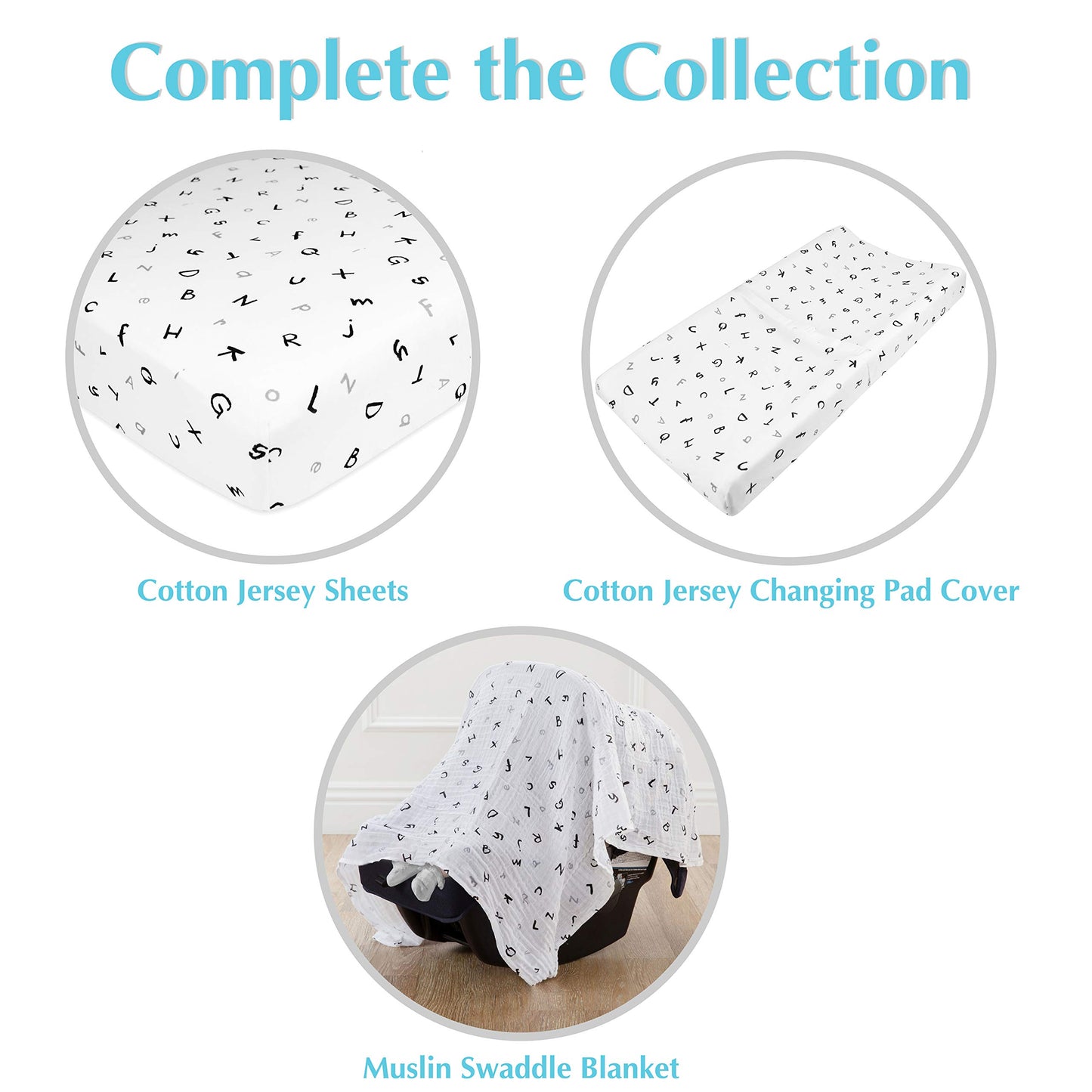 Funda para Cambiador American Baby Company Alfabeto 100% Algodón para Niños y Niñas