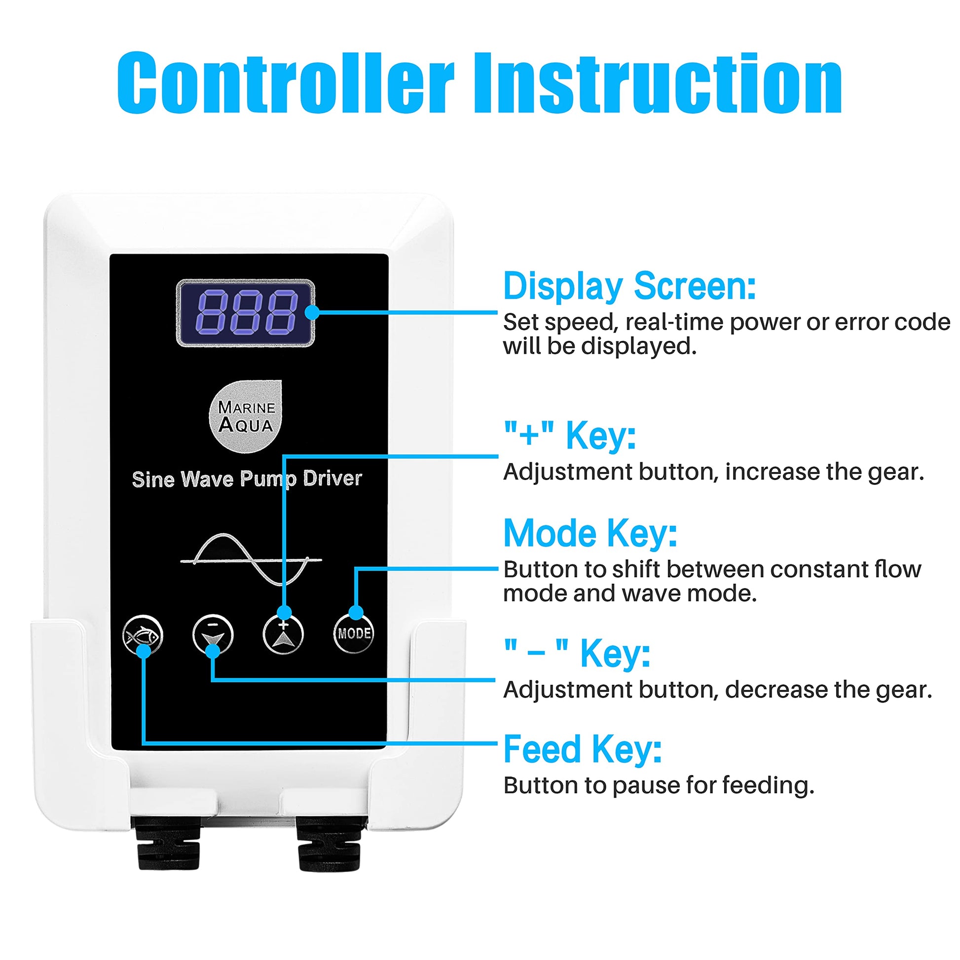 Bomba de Acuario Orlushy dc-9000 Marina Azul Controlable 60W 2377GPH para Peces Arrecife y Agua Dulce