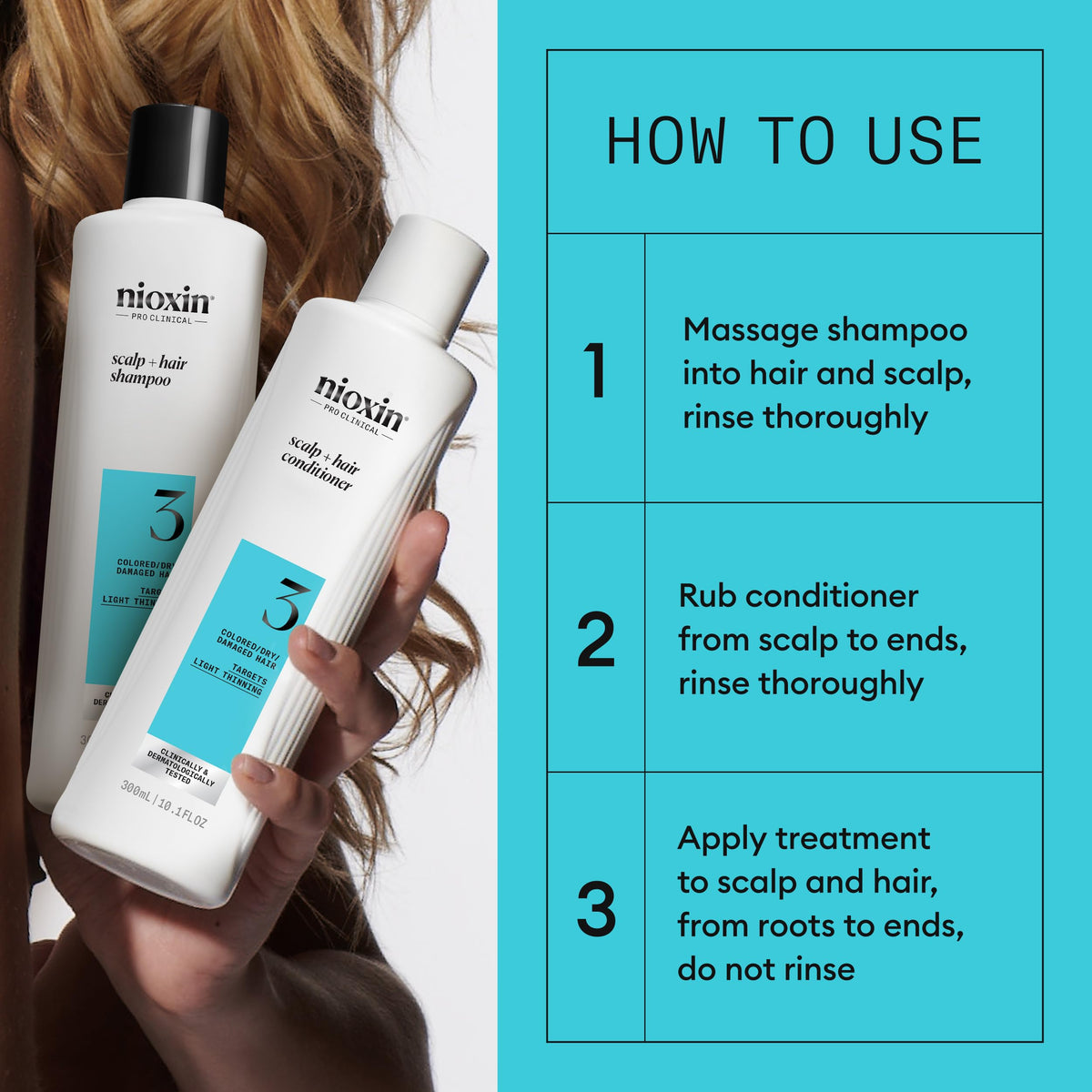 Kit de Cuidado Capilar Nioxin Sistema 3 300ml Unisex