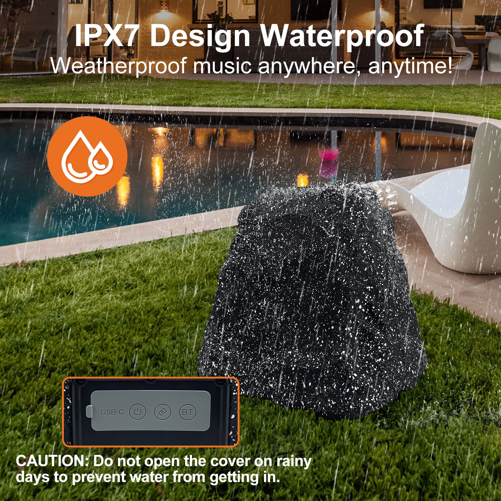 STUDIOFINIX - Altavoces Rock de 8 pulgadas impermeables al aire última intervensión, altavoz inalámbrico Bluetooth 5.3, alimentado por energía solar, pico máximo de 240 W para jardín, patio, cubierta,