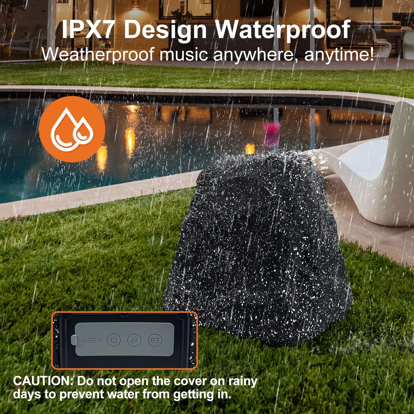 STUDIOFINIX Par de altavoces impermeables para exteriores de 10,2 cm - Altavoz Bluetooth 5.3 inalámbrico con energía solar - Potencia máxima de 160 W para jardín, terraza, piscina, patio trasero (gris