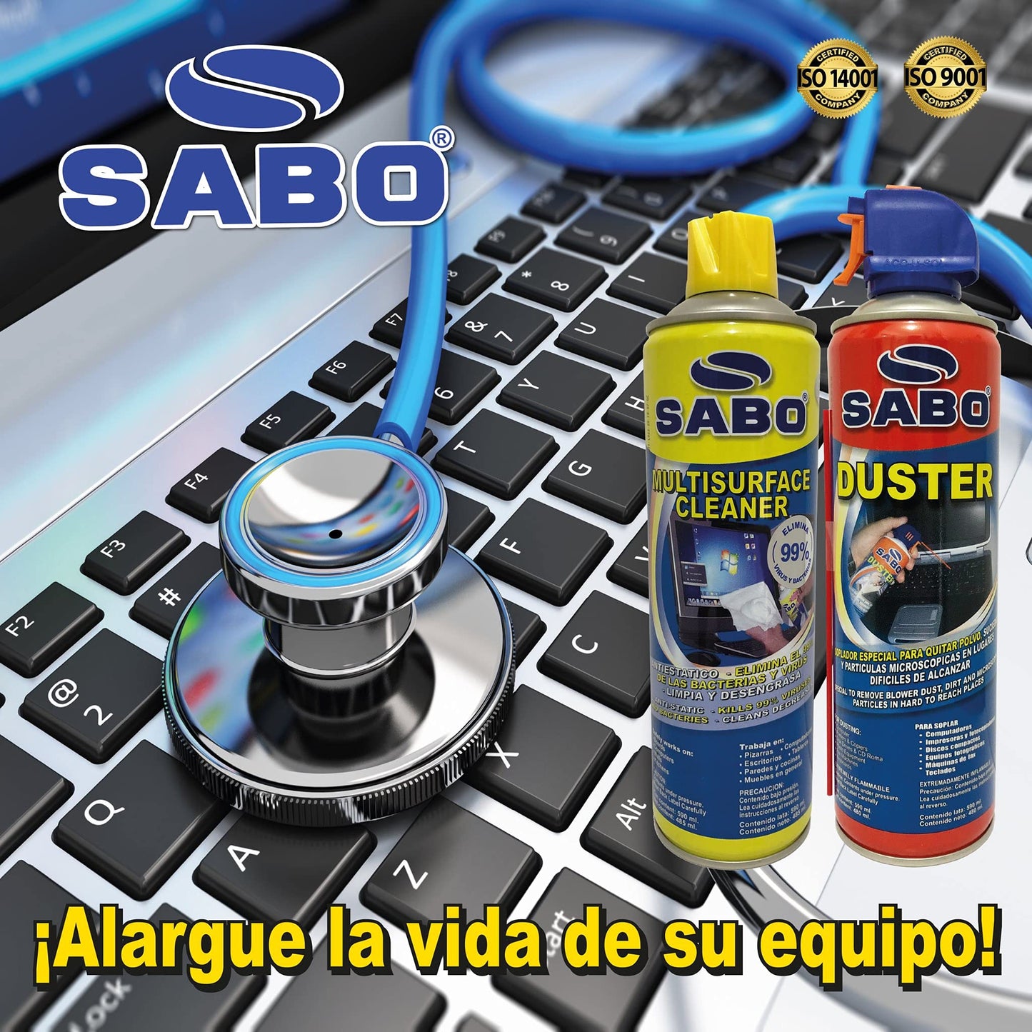 Aire Comprimido SABO Negro con Popotillo 590 Ml para Limpieza Profesional