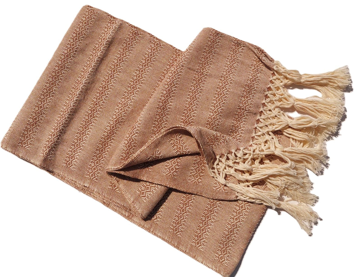 Rebozo Artesanal Mexicano 100% Algodón, Fular 3 m x 65 cm, Caramelo
