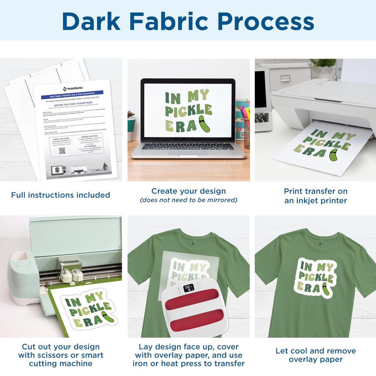 Playera Printworks para Transferencia por Impresoras de Inyección de Tinta Oscuro 5 Sheets