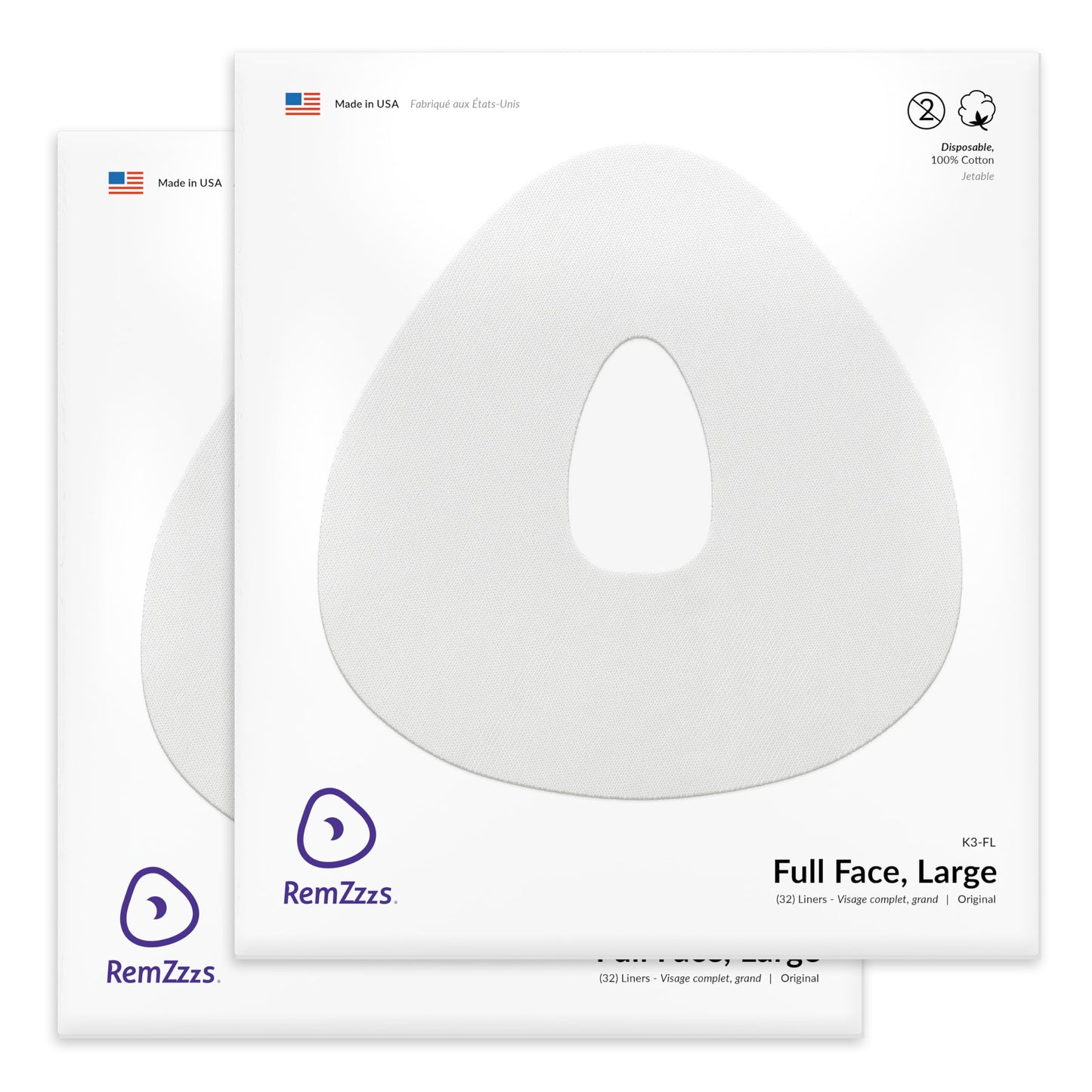 RemZzzs K3-FL - Forro para máscara de Cpap de cara completa (reduce las fugas de aire ruidosas y las ampollas dolorosas, paquete de 2, suministros y accesorios de Cpap, compatible con Resmed Respironics DeVilbiss)