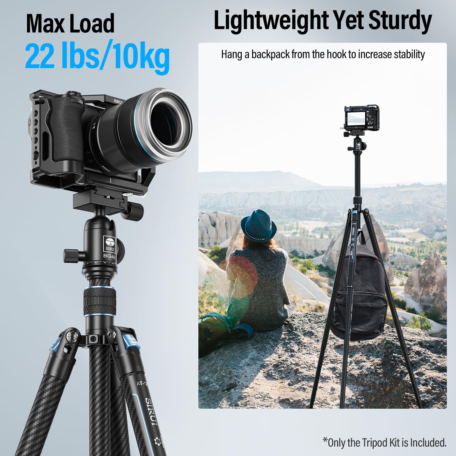 Trípode de Cámara SIRUI Fibra de Carbono 60" Cabeza de Bola 360° Traveler X-III Viaje Compacto