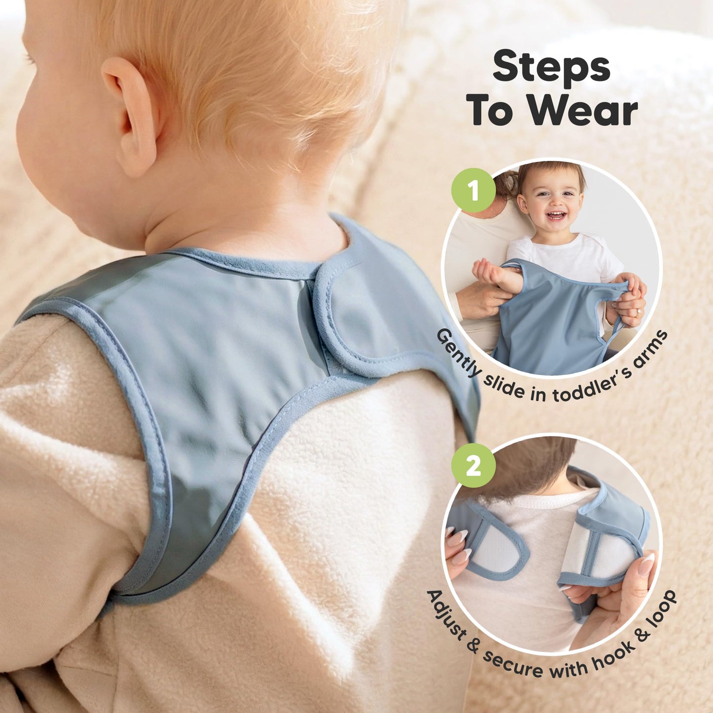 KeaBabies - Baberos impermeables para bebé niña, niño, paquete de 2 baberos ligeros y grandes para comer, colector de alimentos portátil, esenciales de alimentación para bebés, de 6 a 12 meses, bata