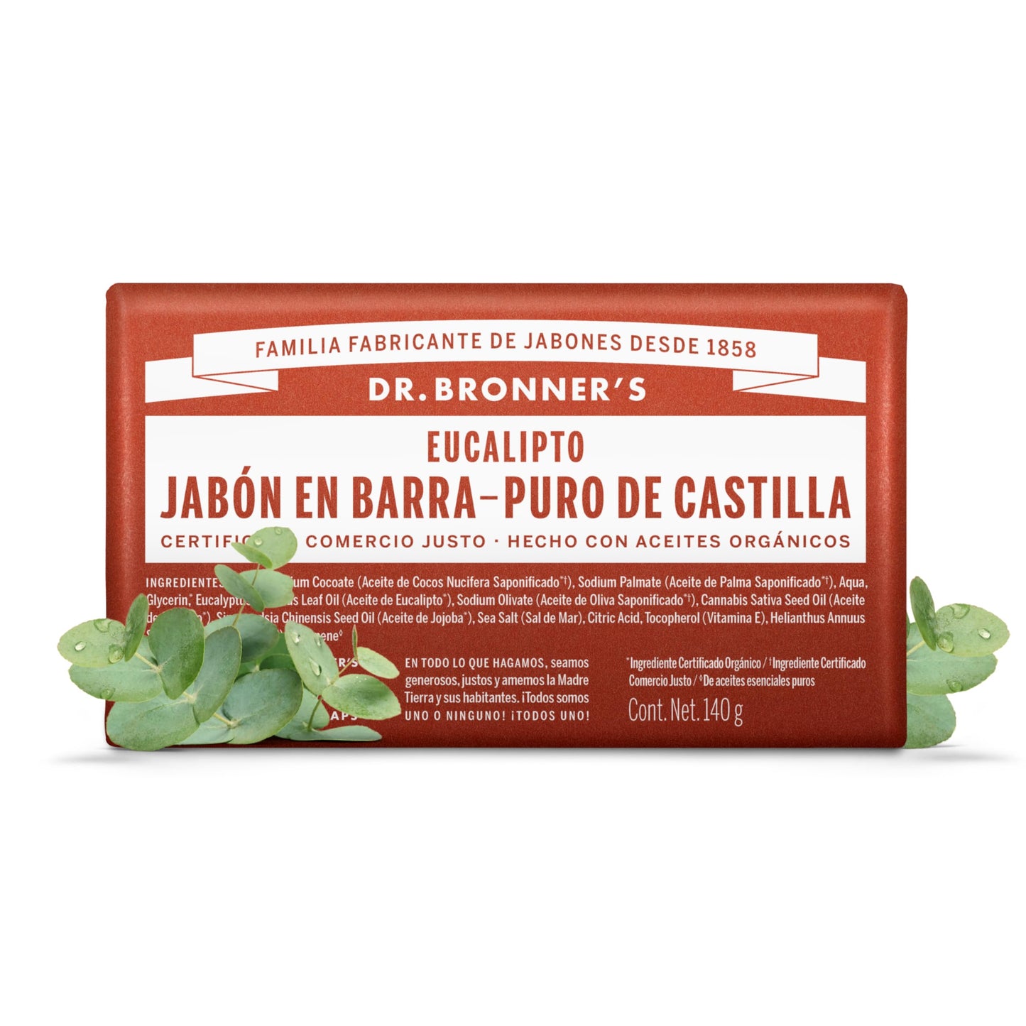 Dr. Bronner's | Jabón de castilla orgánico en barra, fórmula concentrada, frescura herbal y respiración clara, con aceite esencial de Eucalipto, aroma Eucalipto (3 pack)