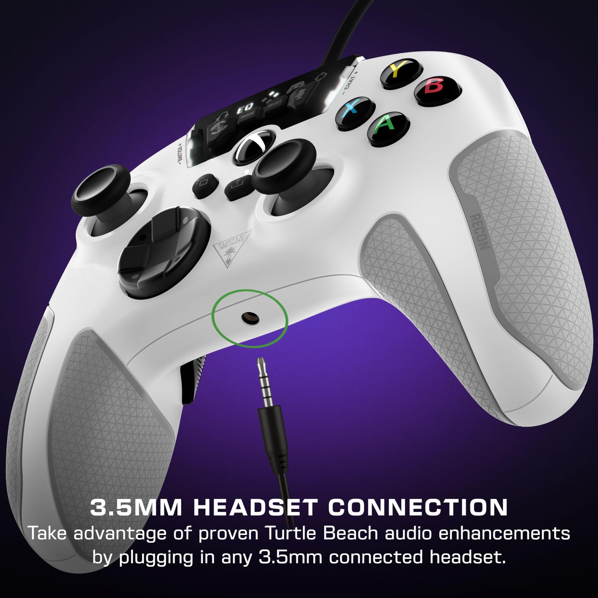 Control Alámbrico Turtle Beach Recon Blanco con Botones Asignables y Mejoras de Audio para Xbox Series X/S, Xbox One y Windows 10
