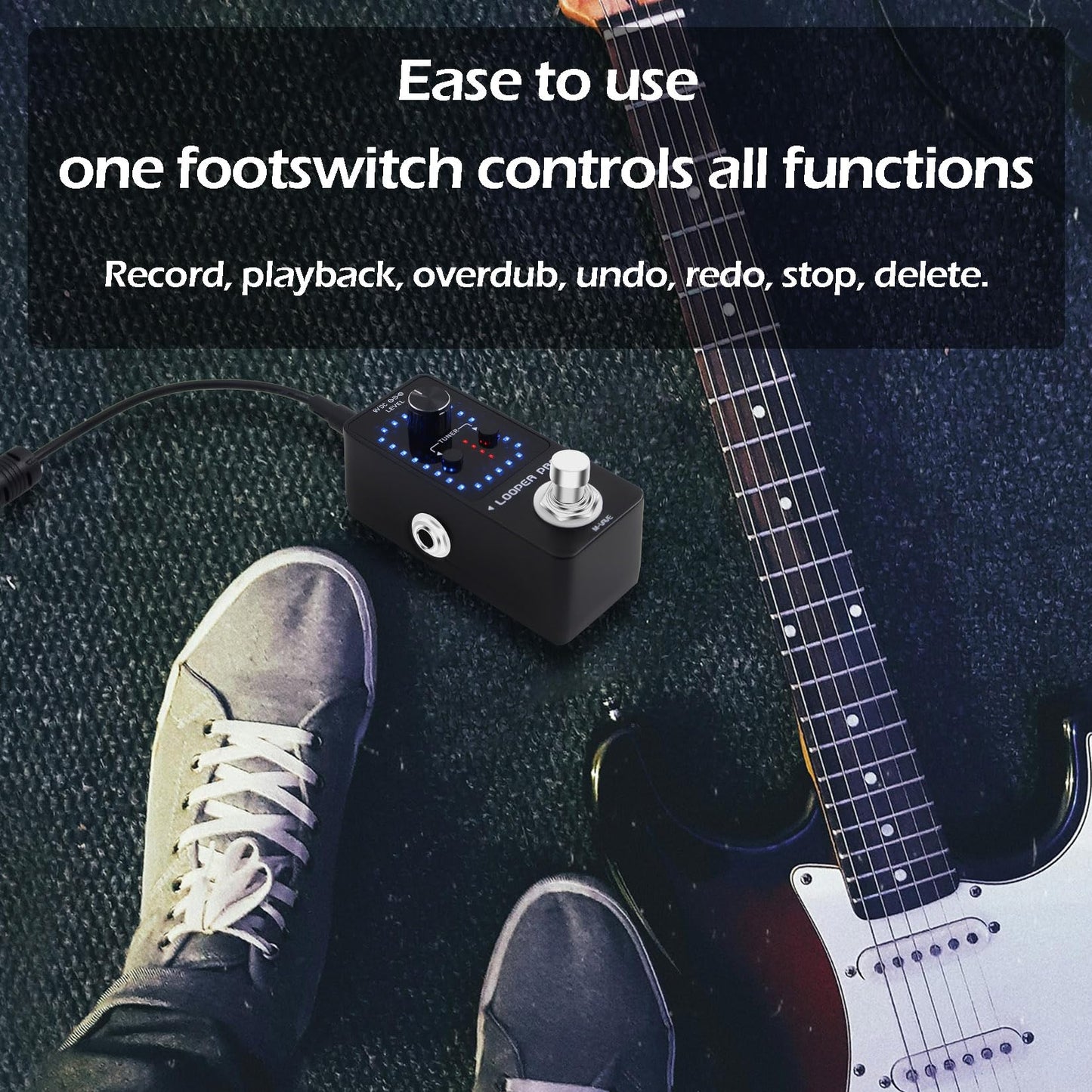 M-VAVE Loop Pedal Pro - 40 minutos de tiempo de bucle 9 bucles Pedal profesional de guitarra con sintonizador para guitarra eléctrica, bucle de un solo paso, overdubs ilimitados deshacer rehacer