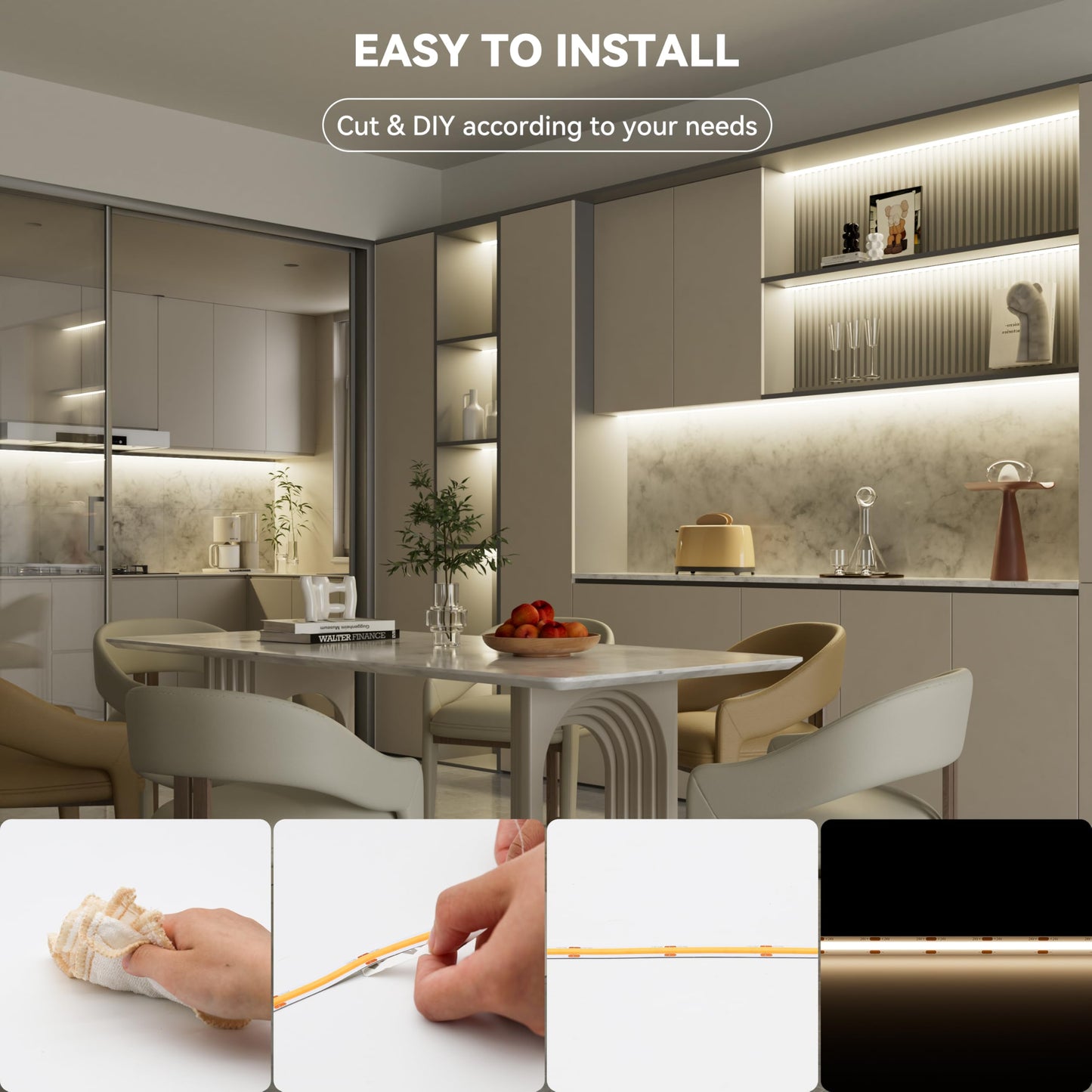 Tira de Luces LED PAUTIX Blanco Natural Superbrillantes 15 m CRI90+ para Gabinetes y Proyectos de Bricolaje