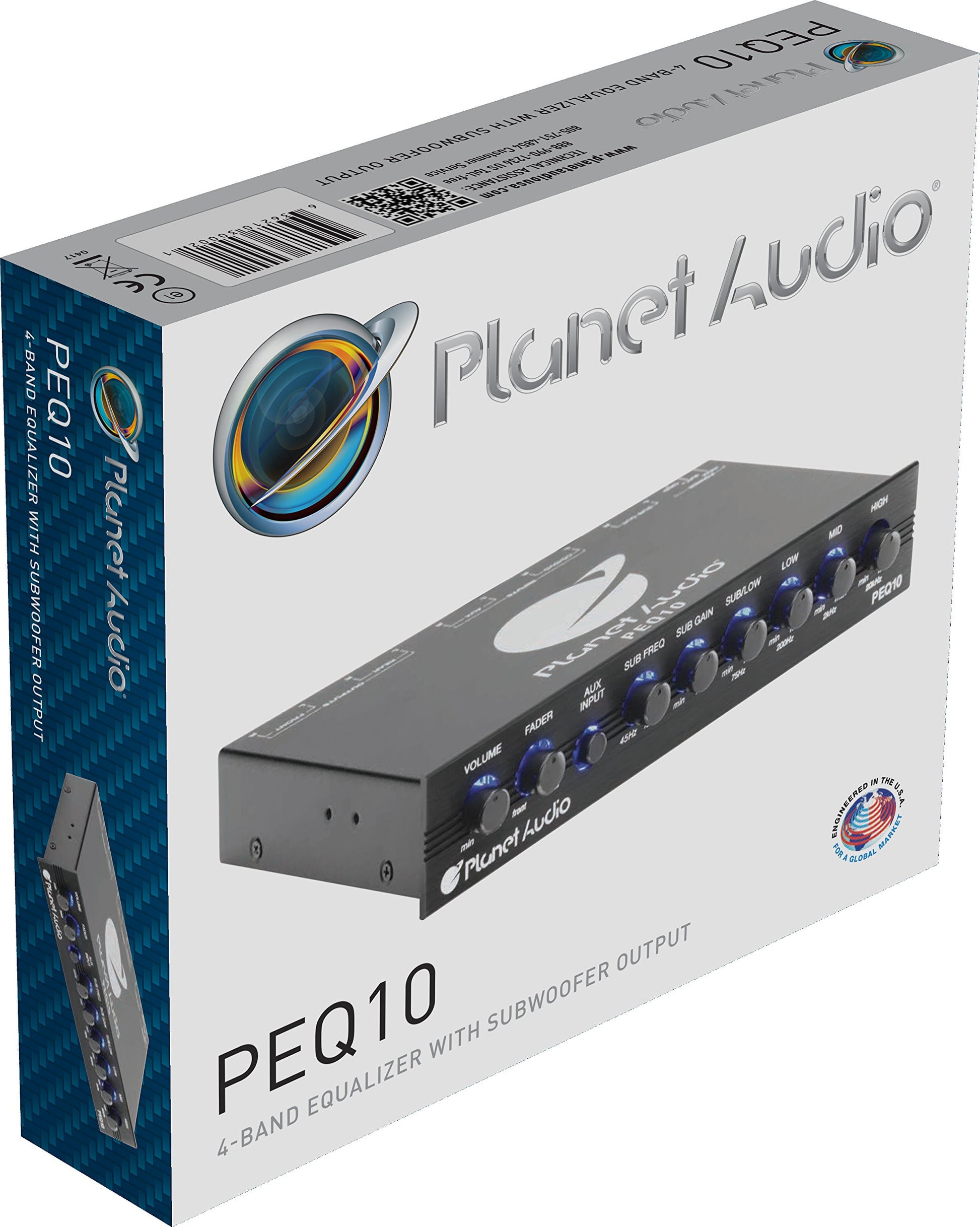 Ecualizador Gráfico Planet Audio PEQ10 4 Bandas Subwoofer Output con Crossover Ajustable
