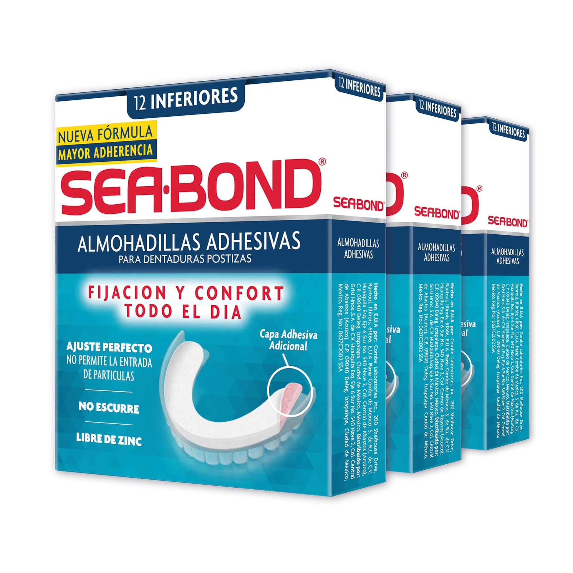 Kit Almohadilla Adhesiva para Dentaduras Postizas Inferiores Sea-Bond 3 Pack