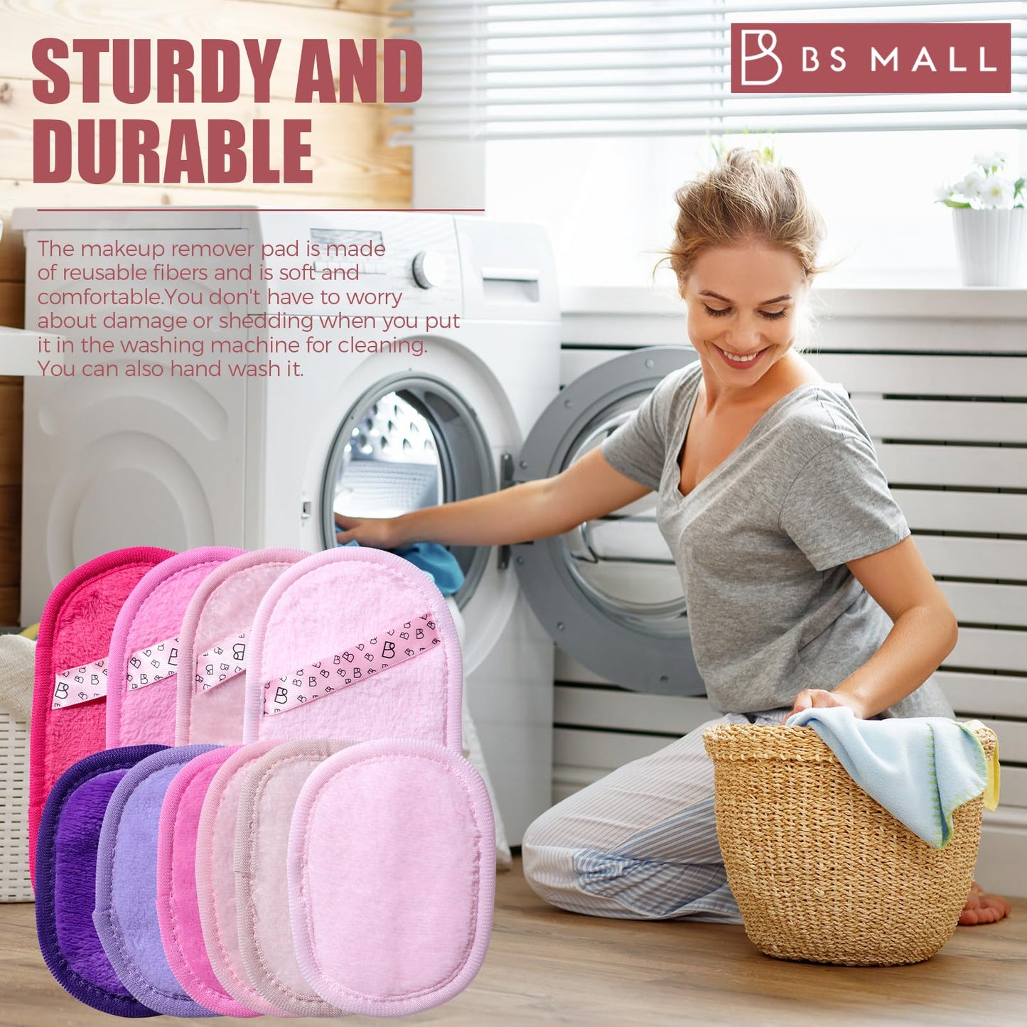 BS-MALL Paños desmaquillantes suaves (paquete de 10): paños desmaquillantes reutilizables para la limpieza facial diaria, tamaño de viaje, toallas y discos exfoliantes multifuncionales de secado rápid