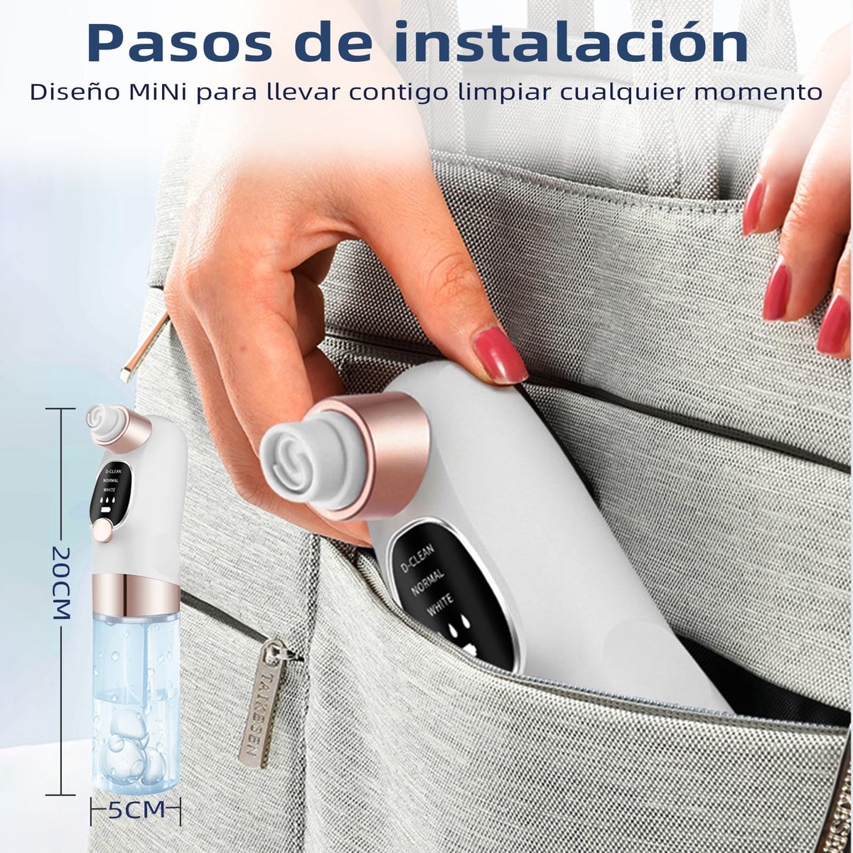 Removedor de Espinillas,Limpiador de Poros faciais,separação de sujeira por microbolhas com 6 ponteiras de sucção substituíveis e 3 modos,Succionador de Puntos Negros USB Recargable, unissex.