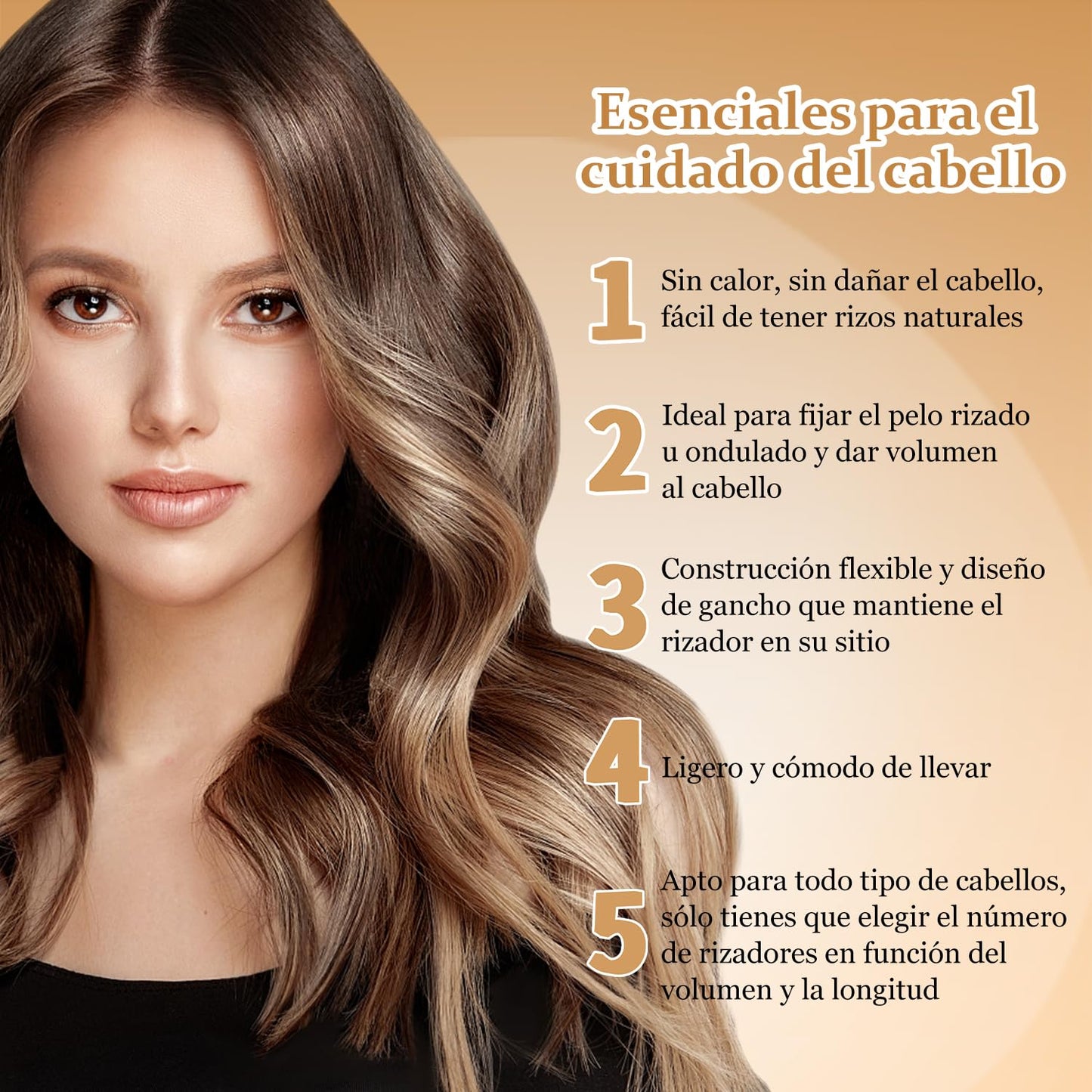Yanlin Rizadores de Cabello Sin Calor, 4PCS Tubos para Peinar el Cabello, Cinta Para Rizar Sin Calor para Dormir, Rizador Sin Calor Para Cabellos Cortos y Medios, Herramientas de Peluquería