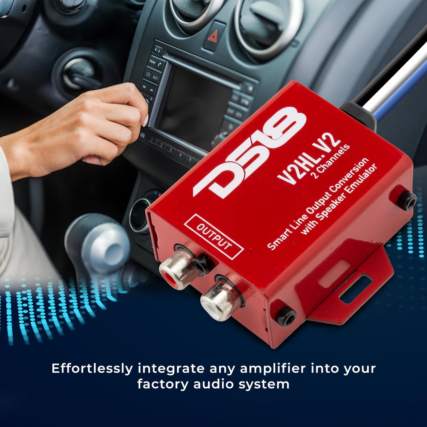 Convertidor Hi/Lo DS18 V2HL.V2 Rojo con Emulador de Altavoz y Salida de Línea Inteligente