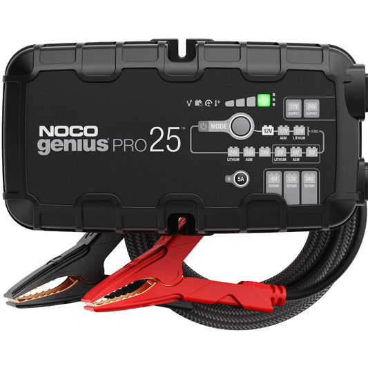 NOCO GENIUSPRO25: Cargador Inteligente 6V/12V/24V 25A – Profesional, mantenedor, desulfatador y Fuente de alimentación con protección contra sobrecarga – para baterías de Plomo y Litio