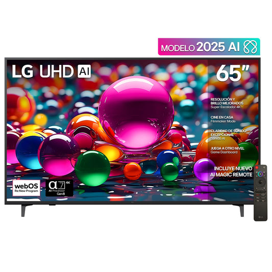 Pantalla 65 Pulgadas LG UHD AI UA7550 4K Smart TV 2025 65UA7550PSA | Sistema Operativo webOS | Identificación de Voz AI | HGIG Mode | LG Channels | Sport Alert | HDR10 | Control Magic Remote AI
